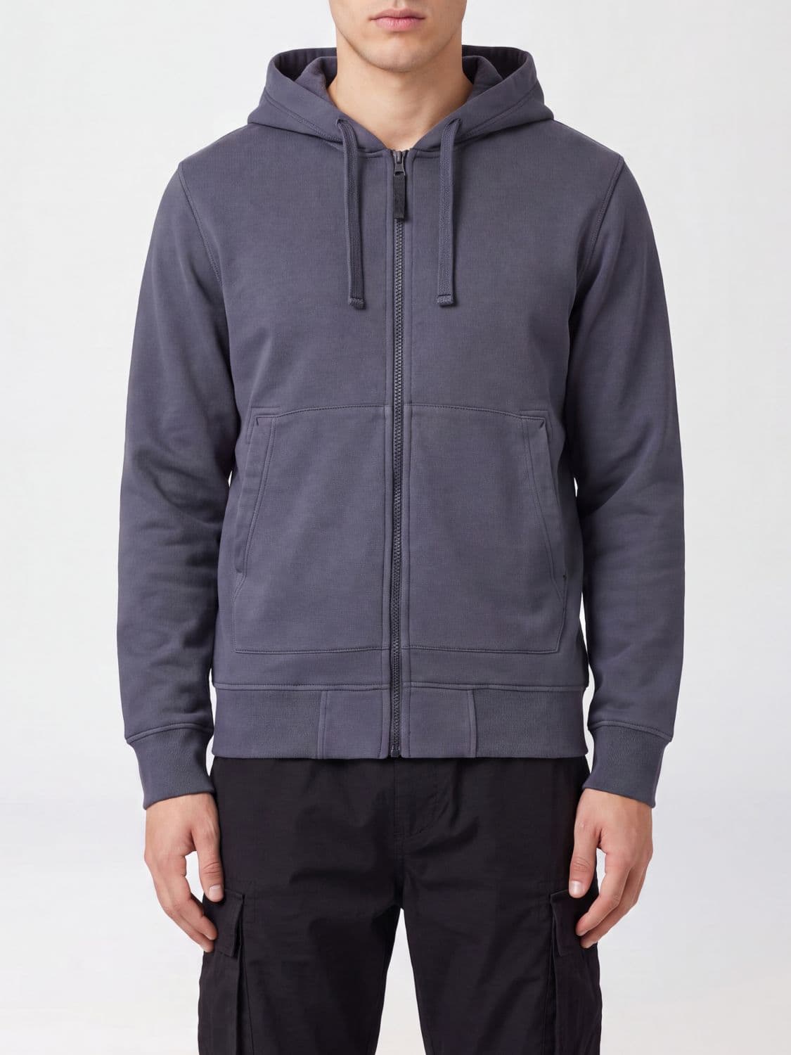 Stone Island Organic Cotton Zip-Up Hoodie with Compass Logo Patch