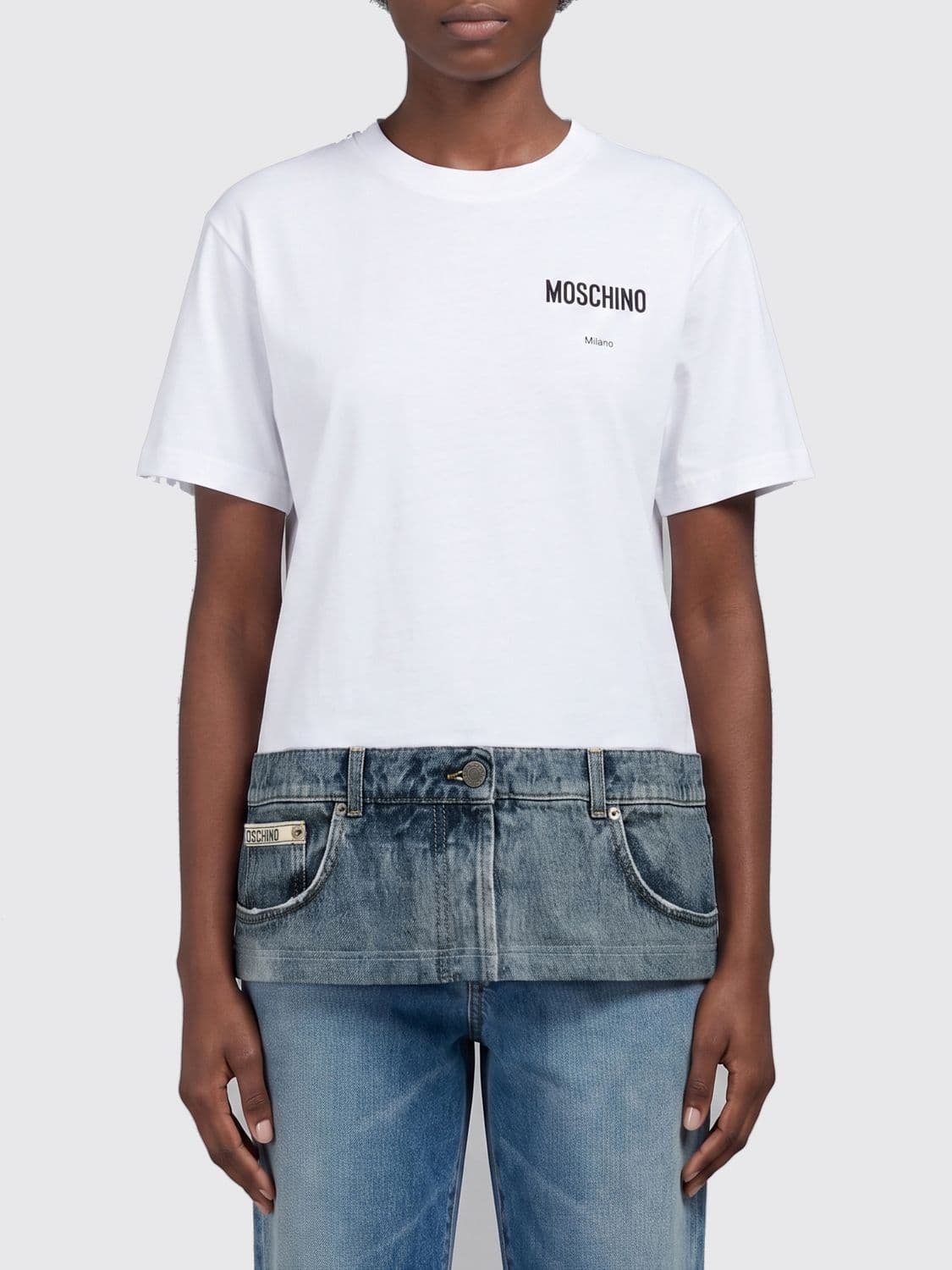 Moschino Couture Abstract Logo Cotton T-shirt with Dropped Shoulders