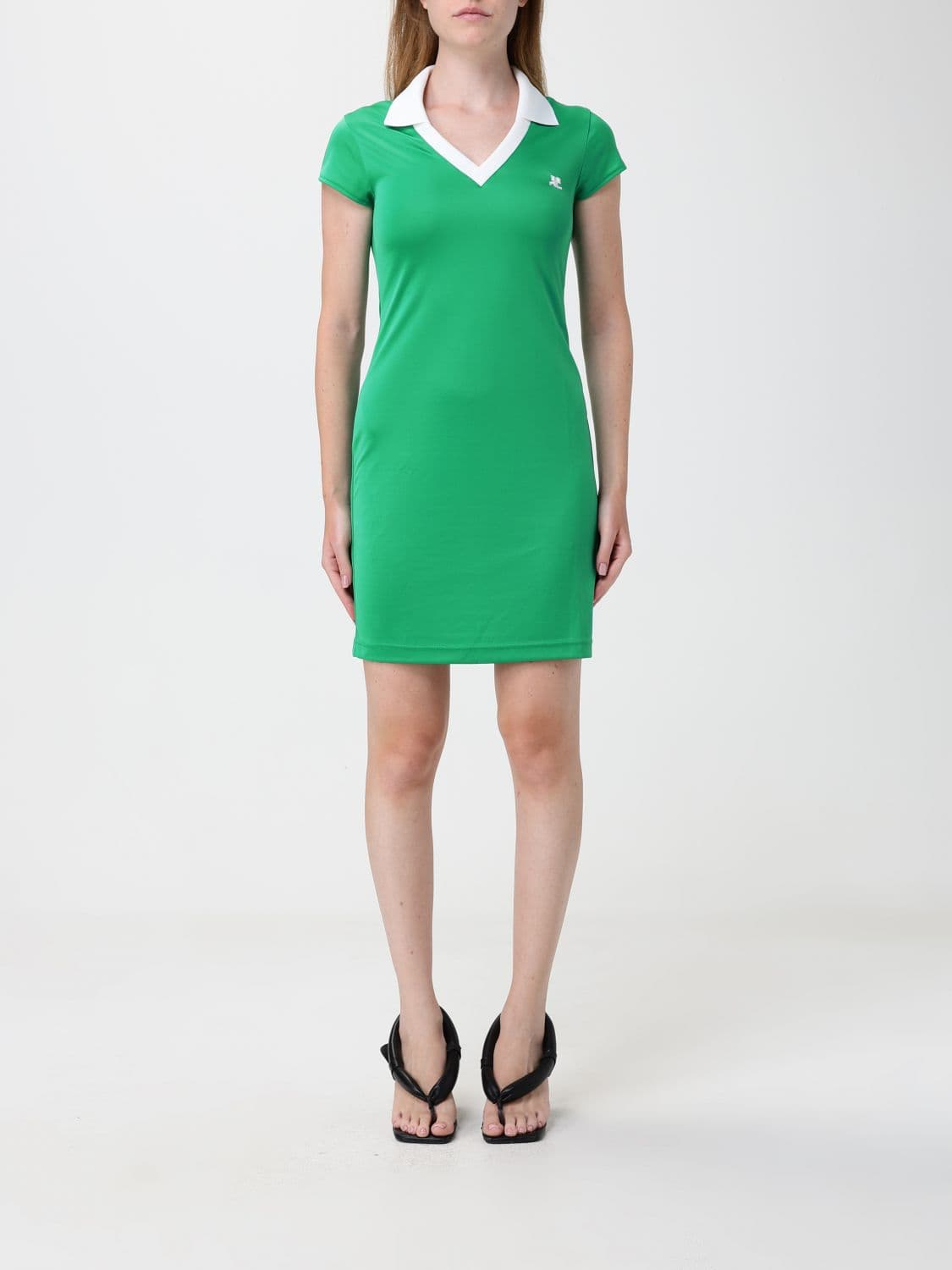 Courrèges Slim Fit Jersey Polo Mini Dress with Contrast Logo