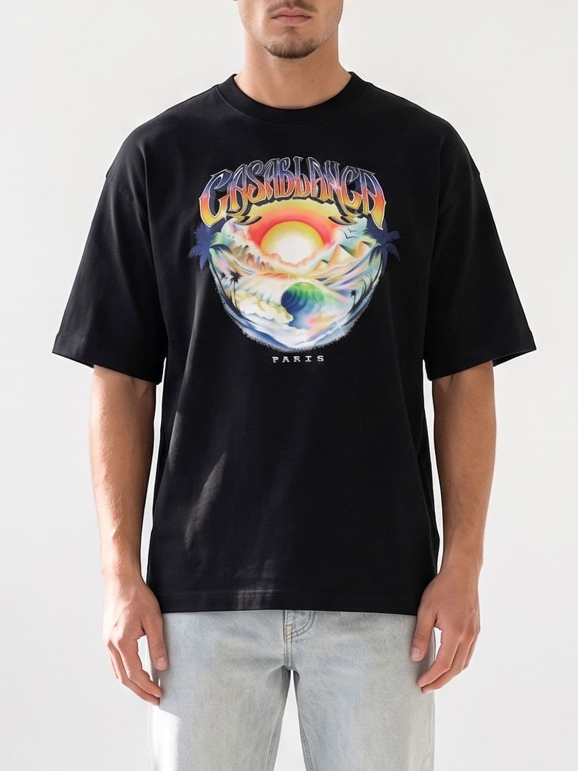 Casablanca Organic Cotton T-shirt with Graphic Print and Front Logo