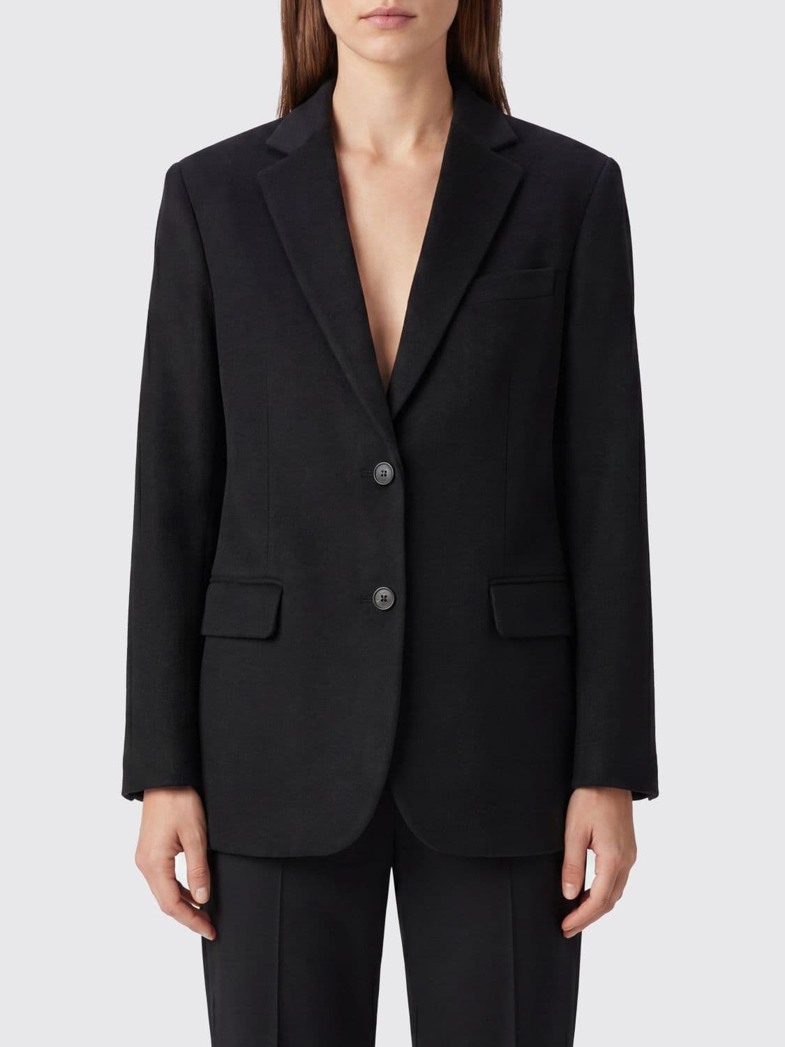 Anine Bing Quinn Single-Breasted Blazer in Wool and Cashmere Blend