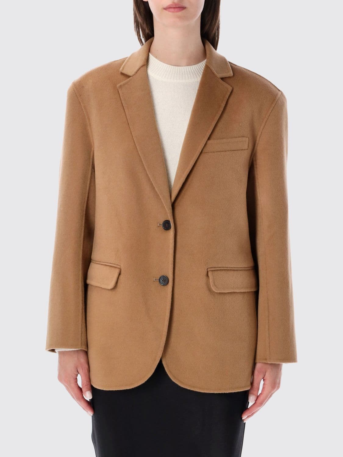 Anine Bing Quinn Single-Breasted Blazer in Wool and Cashmere Blend