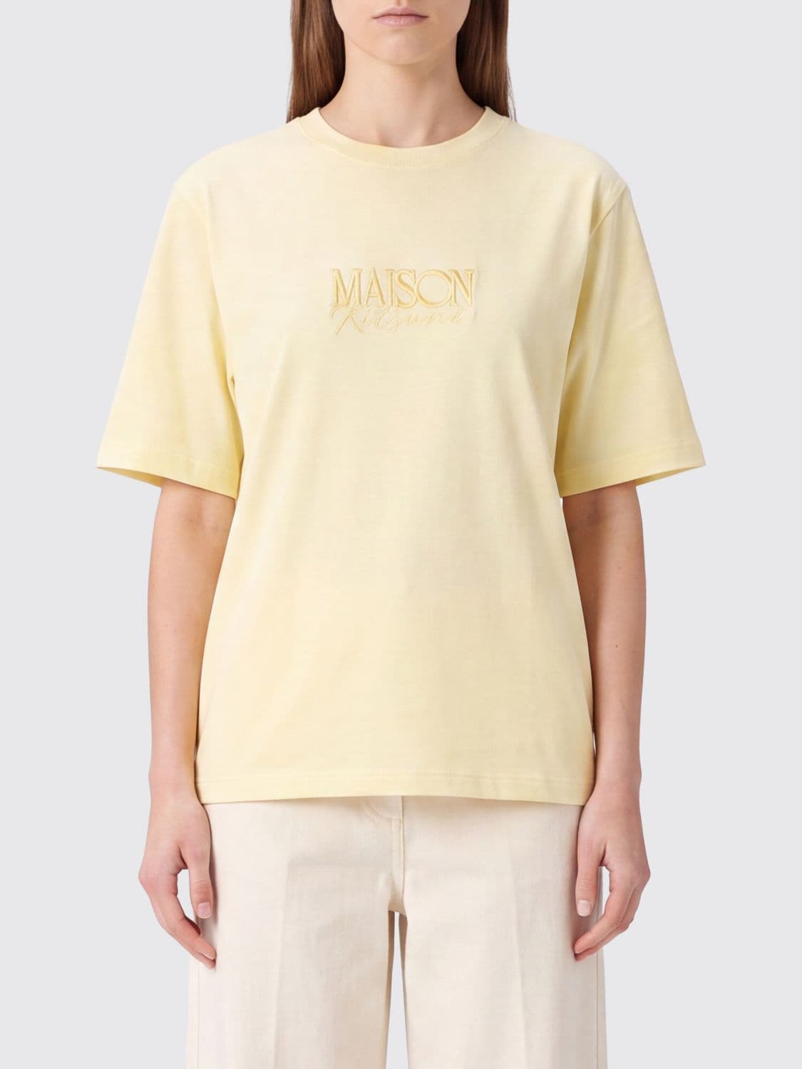 Maison Kitsuné Tone-on-Tone Embroidered Logo Organic Cotton T-Shirt