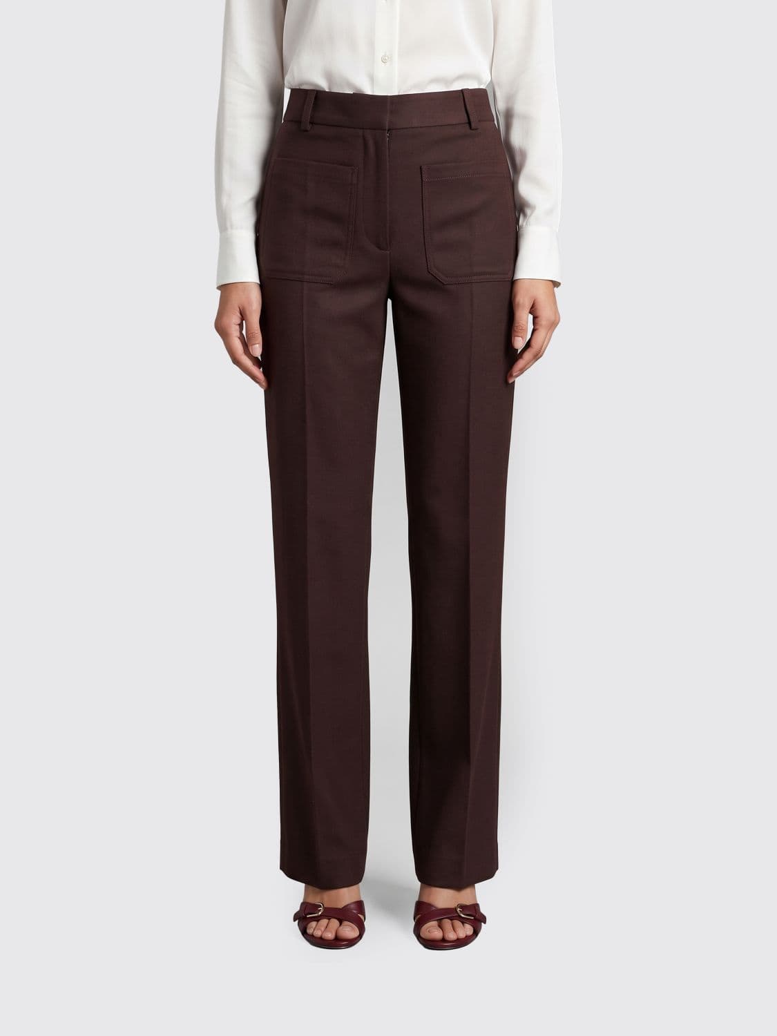 Victoria Victoria Beckham Alina High-Waisted Wide-Leg Wool-Blend Trousers