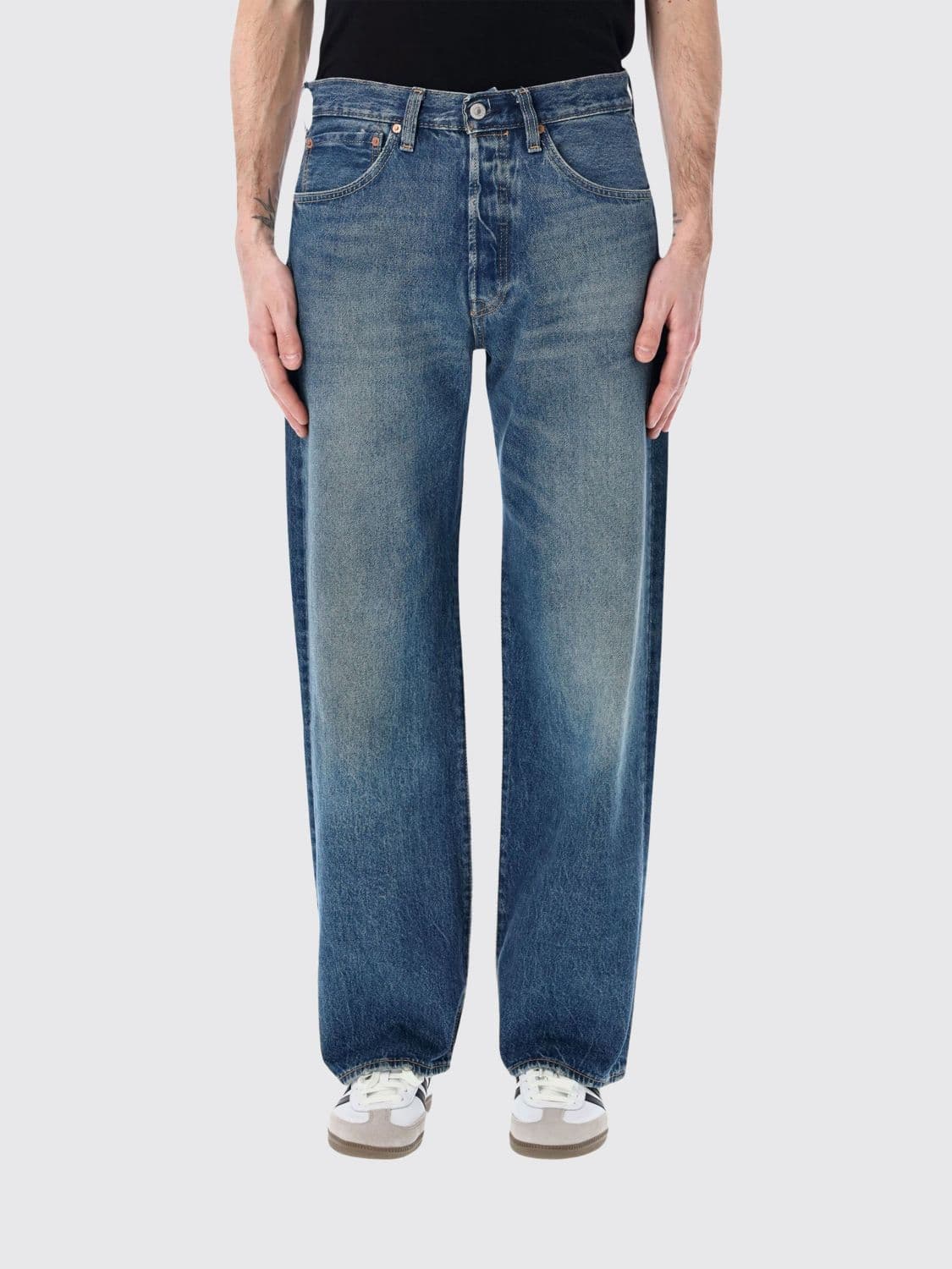 Levi's Straight Fit Cotton Denim Jeans with Worn Effect