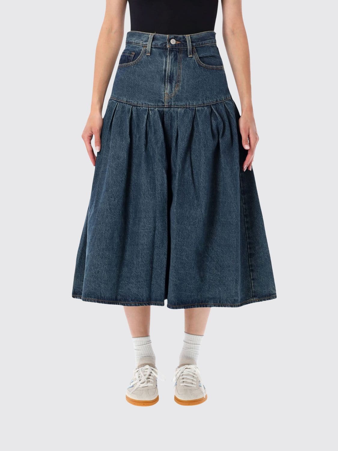 Levi's High-Waisted A-Line Denim Midi Skirt with Bull Pockets