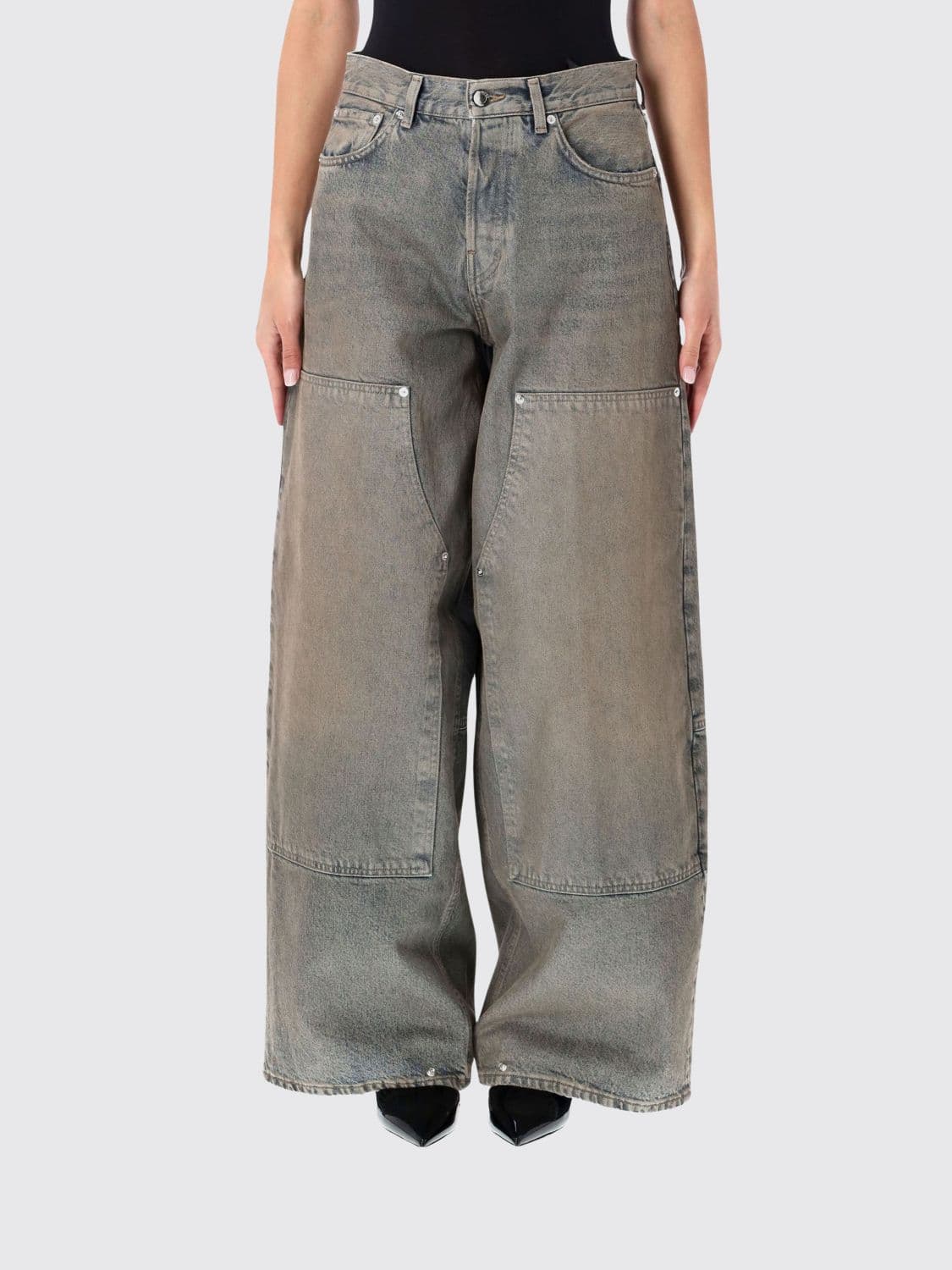 Haikure Ziggy Mid-Rise Wide Leg Jeans in Five-Pocket Cotton Denim