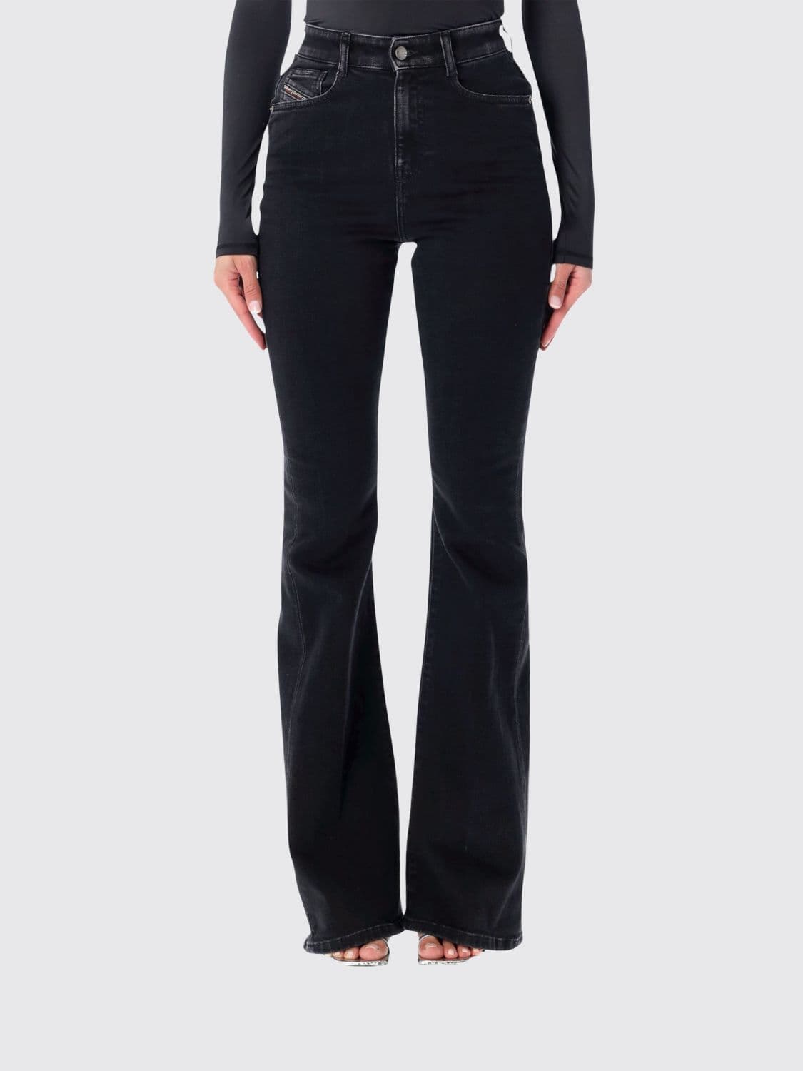 Diesel High-Waisted Flared 5-Pocket Cotton Denim Jeans