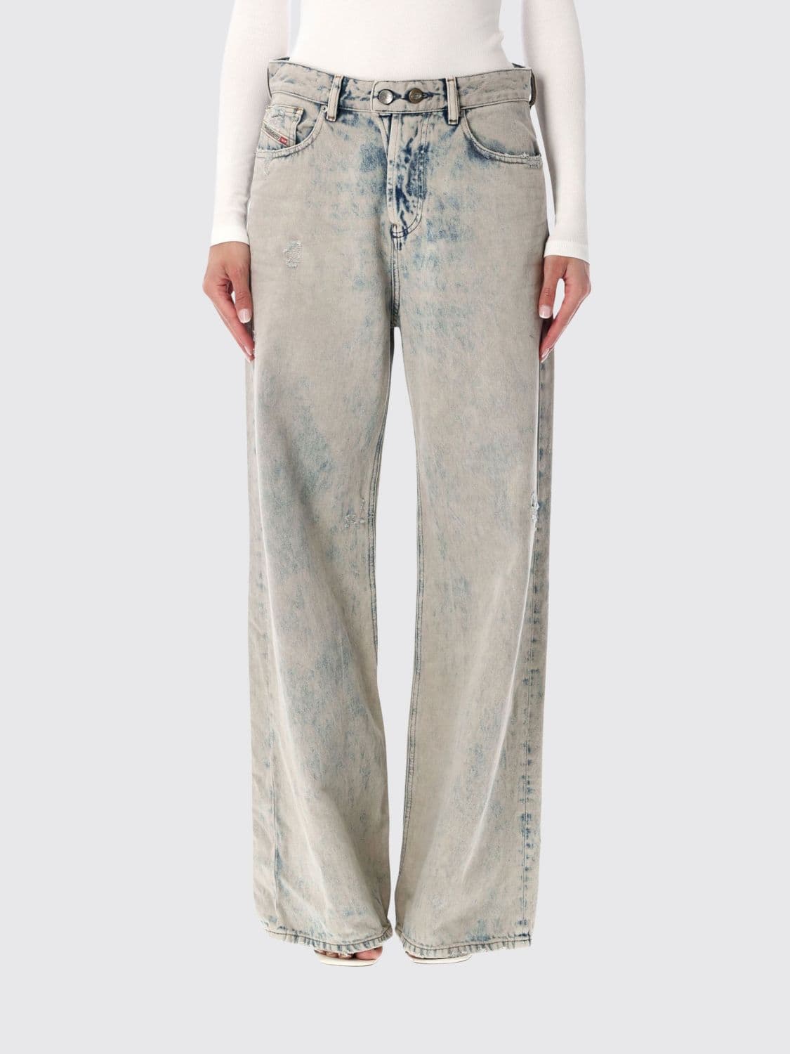 Diesel 1996 D-Sire-Yu Low-Rise Wide Leg Bleached Denim Jeans