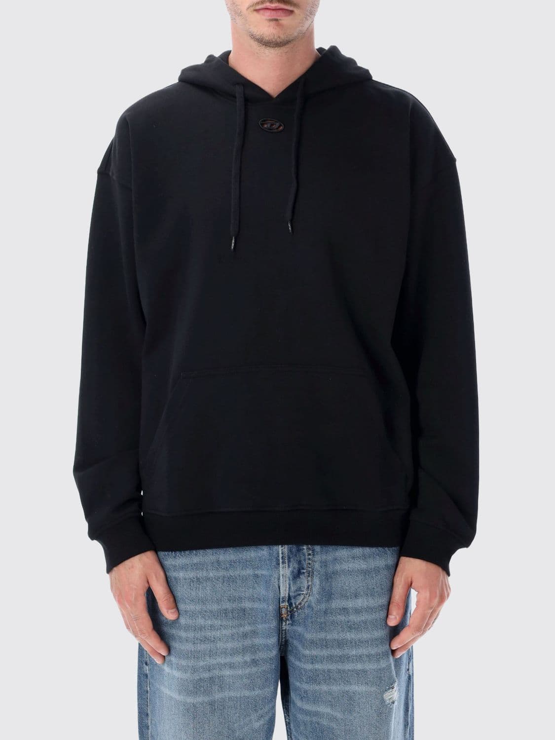 Diesel Oval D Logo Cotton Hoodie with Pouch Pocket