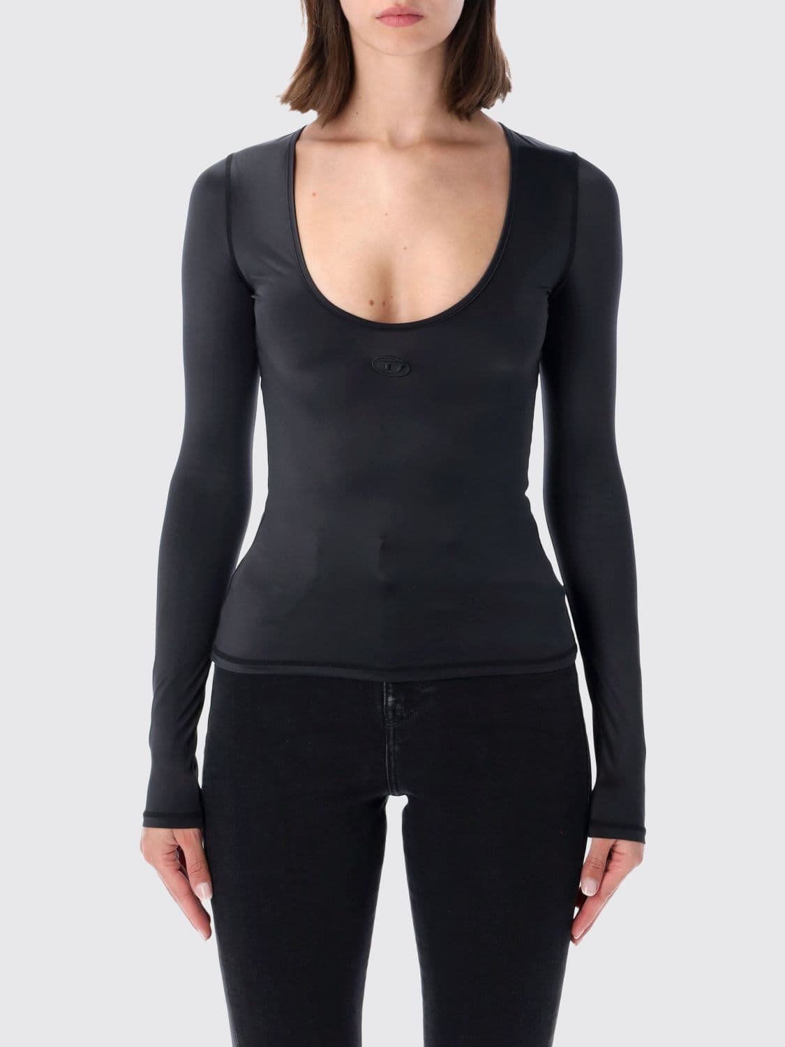 Diesel Oval D Logo Long-Sleeved Slim Fit Polyamide Top