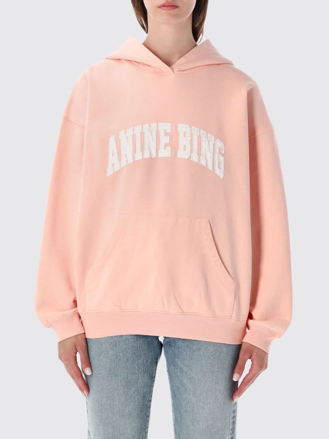 Anine Bing Oversized Printed Logo Cotton Hoodie