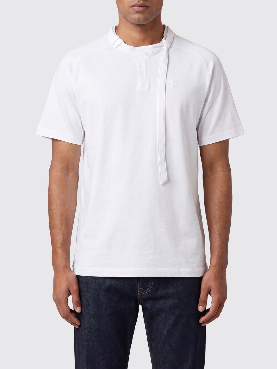 Diesel Crewneck Short-Sleeve Cotton T-Shirt with Straight Hem