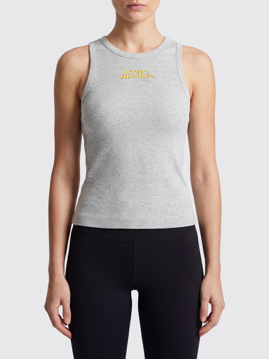 Casablanca Sleeveless Sports Cotton Top with Embroidered Logo
