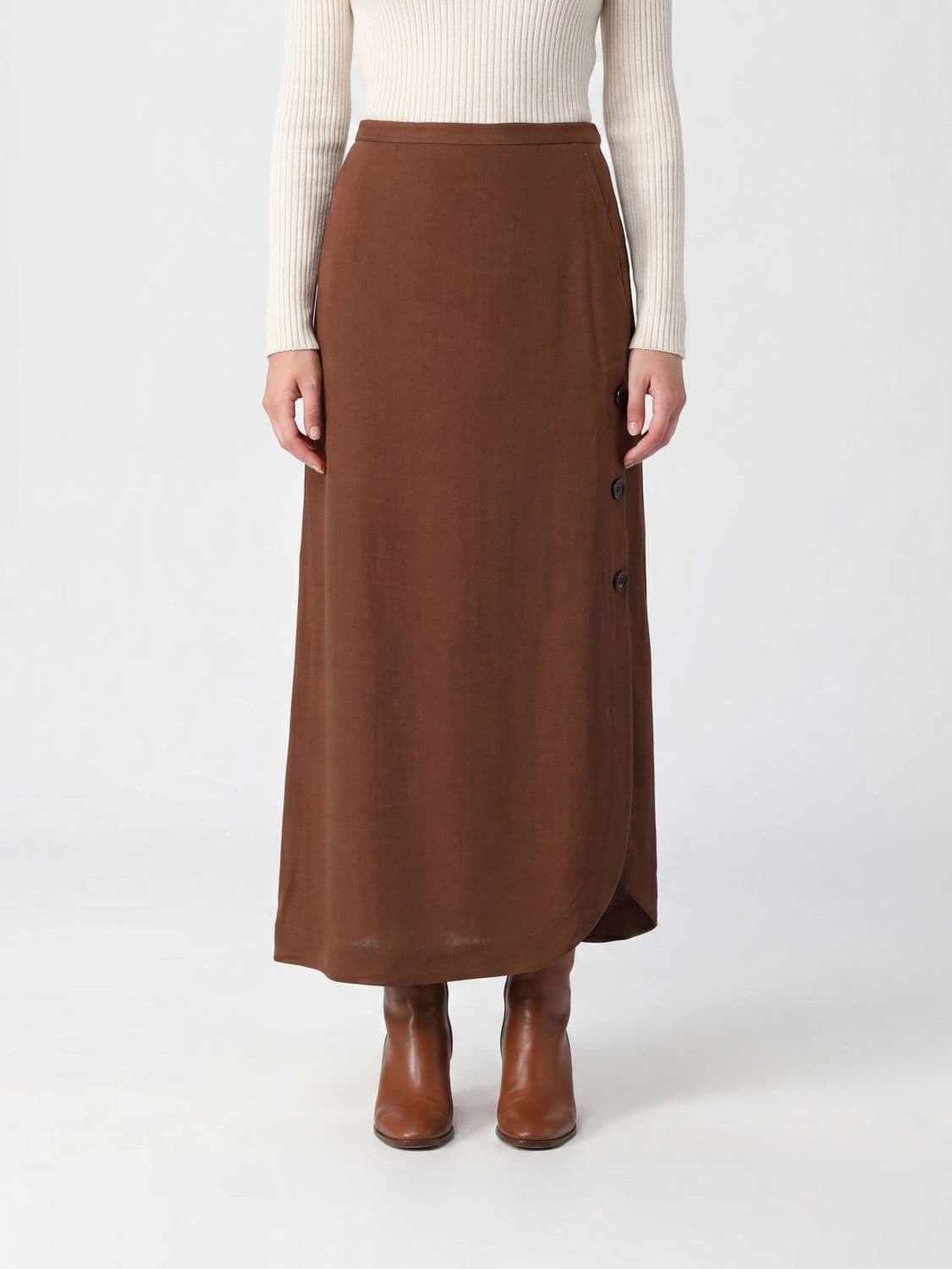 Max Mara High-Waisted Viscose Long Skirt with Side Slit · 42