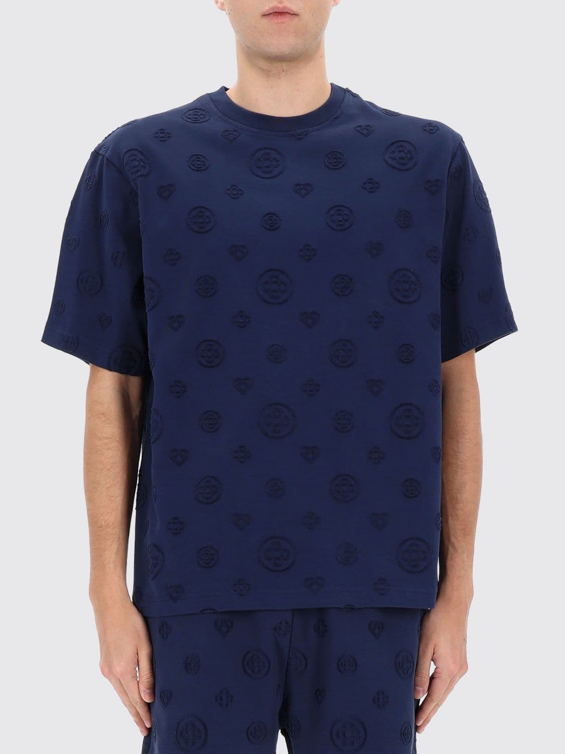 Casablanca Monogram Print Organic Cotton Crewneck T-Shirt