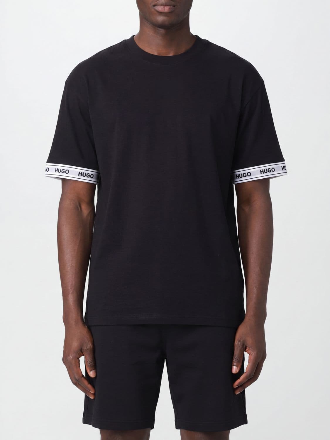 Hugo Crew Neck T-Shirt in Pure Cotton with Contrasting Front Logo