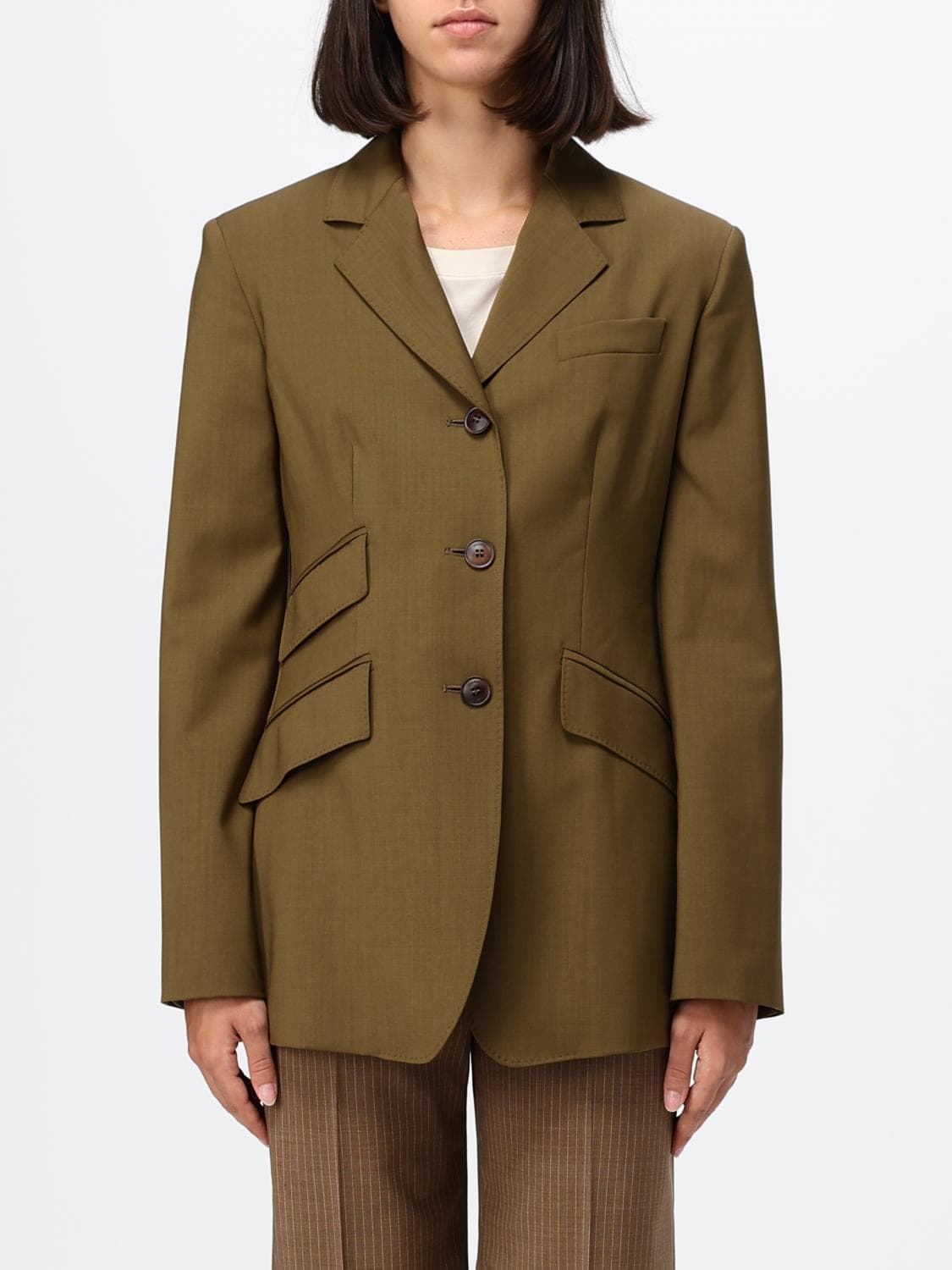 Max Mara Single-Breasted Cropped Blazer in Virgin Wool with a Slim Fit