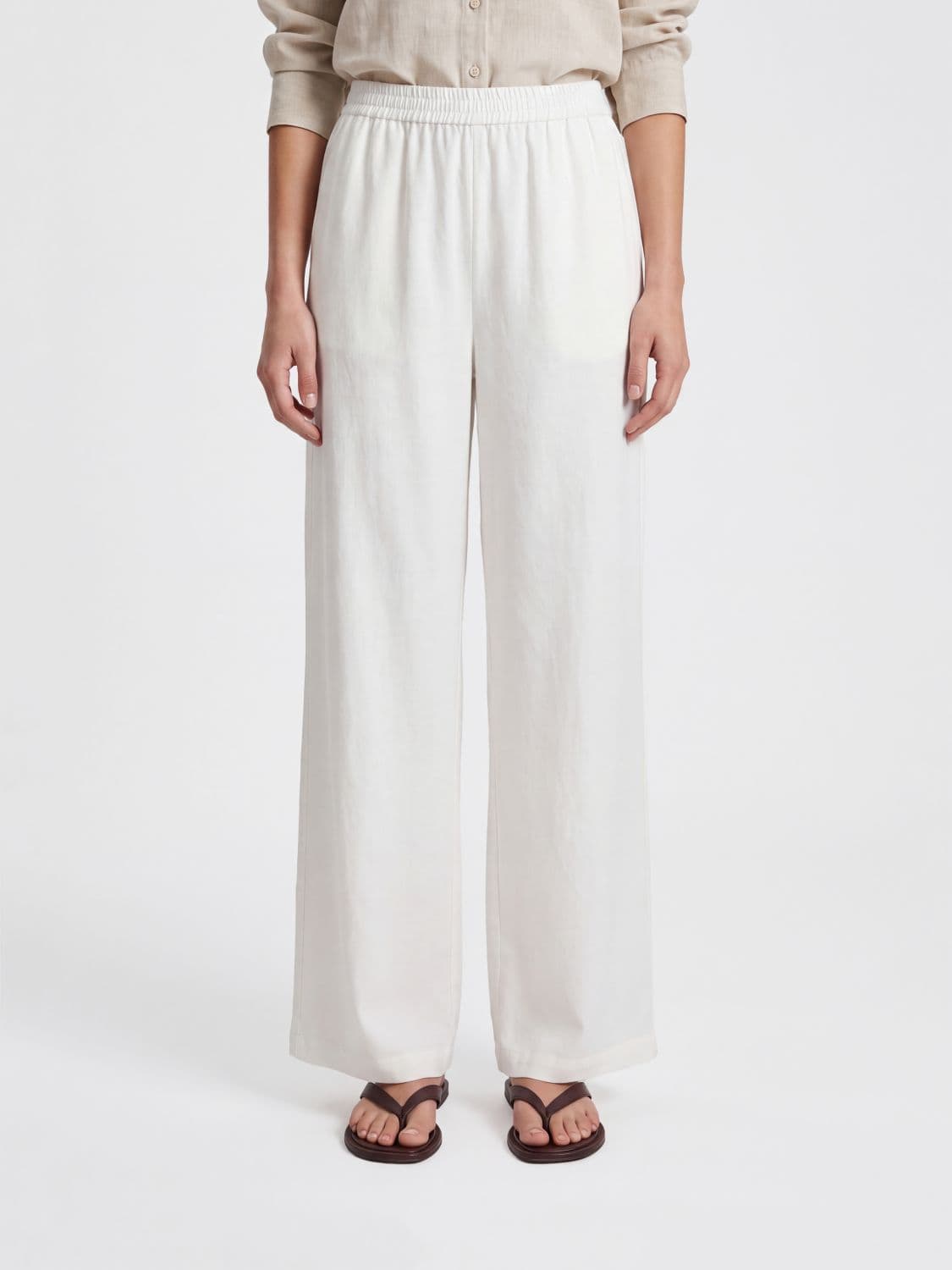 Max Mara Volontà High-Waisted Silk Palazzo Trousers with Elastic Waist · 42