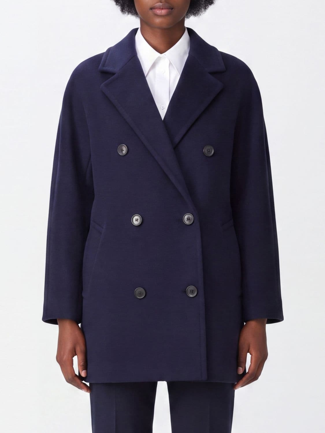 Max Mara Double-Breasted Wool Caban Coat with Relaxed Fit and Lapel Collar · 42