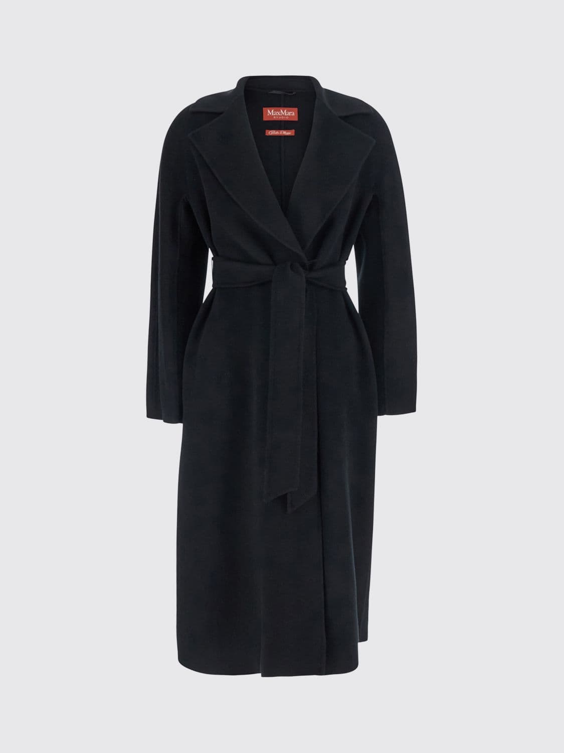Max Mara Long Belted Wool and Cashmere Robe Coat with Classic Collar
