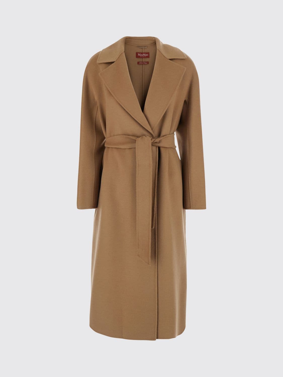 Max Mara Long Belted Wool and Cashmere Robe Coat with Classic Collar