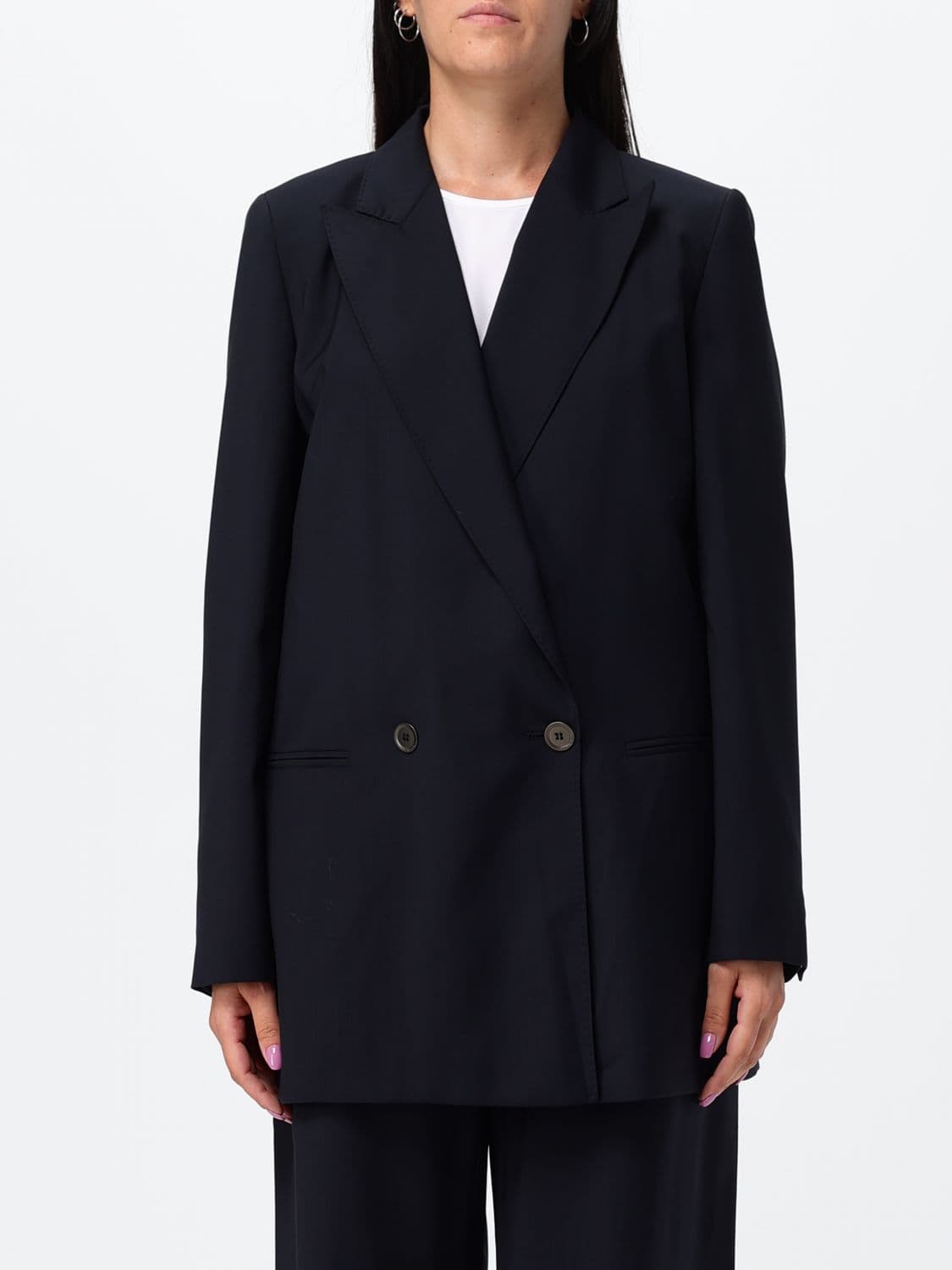 Max Mara Double-Breasted Pure Wool Blazer with Peak Lapels