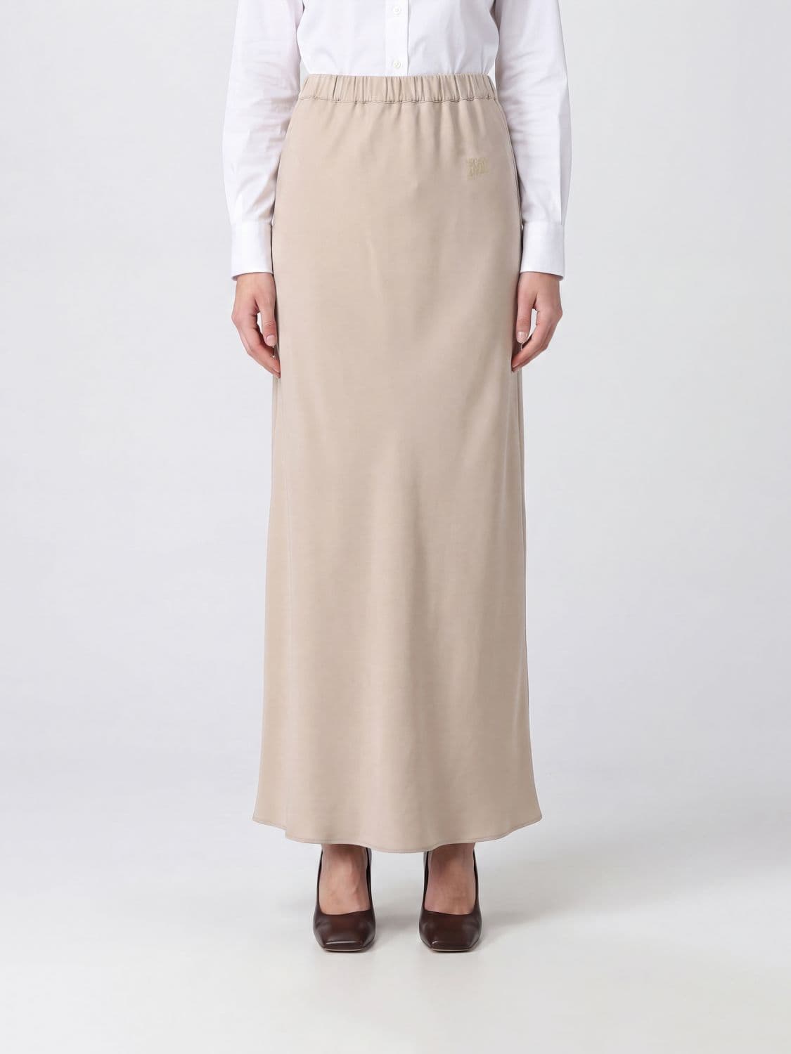 Max Mara High-Waisted Silk Crêpe Pencil Maxi Skirt with Elasticated Waist