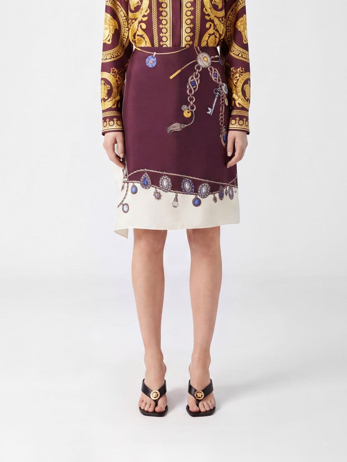 Versace Graphic Print Silk Twill Wrap Mini Skirt