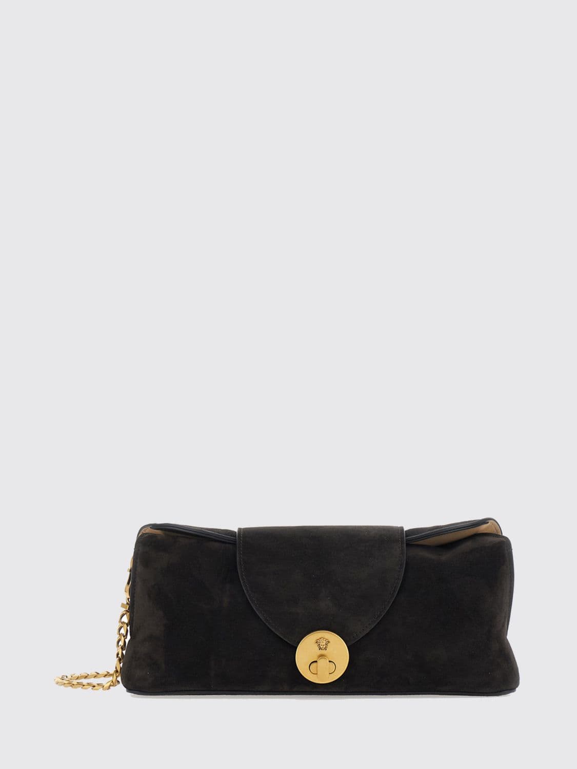 Versace Vivian Suede Shoulder Bag with Medusa Logo