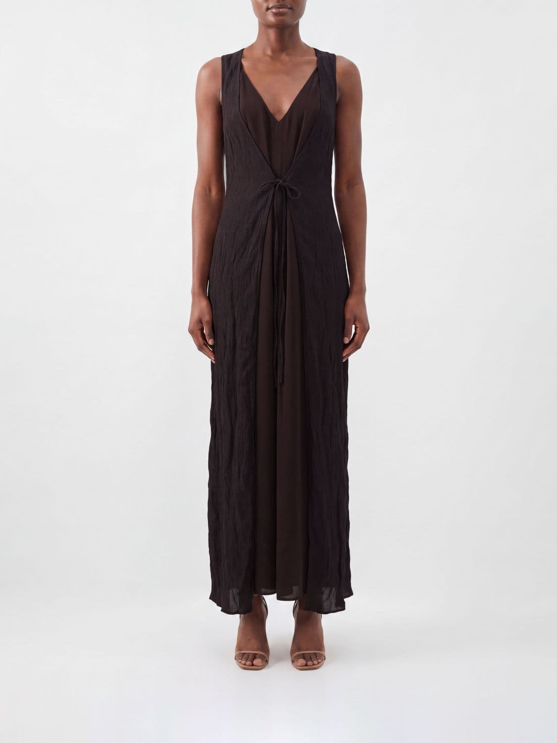 Alysi Long Tunic in Silk and Modal Blend with Tie Belt
