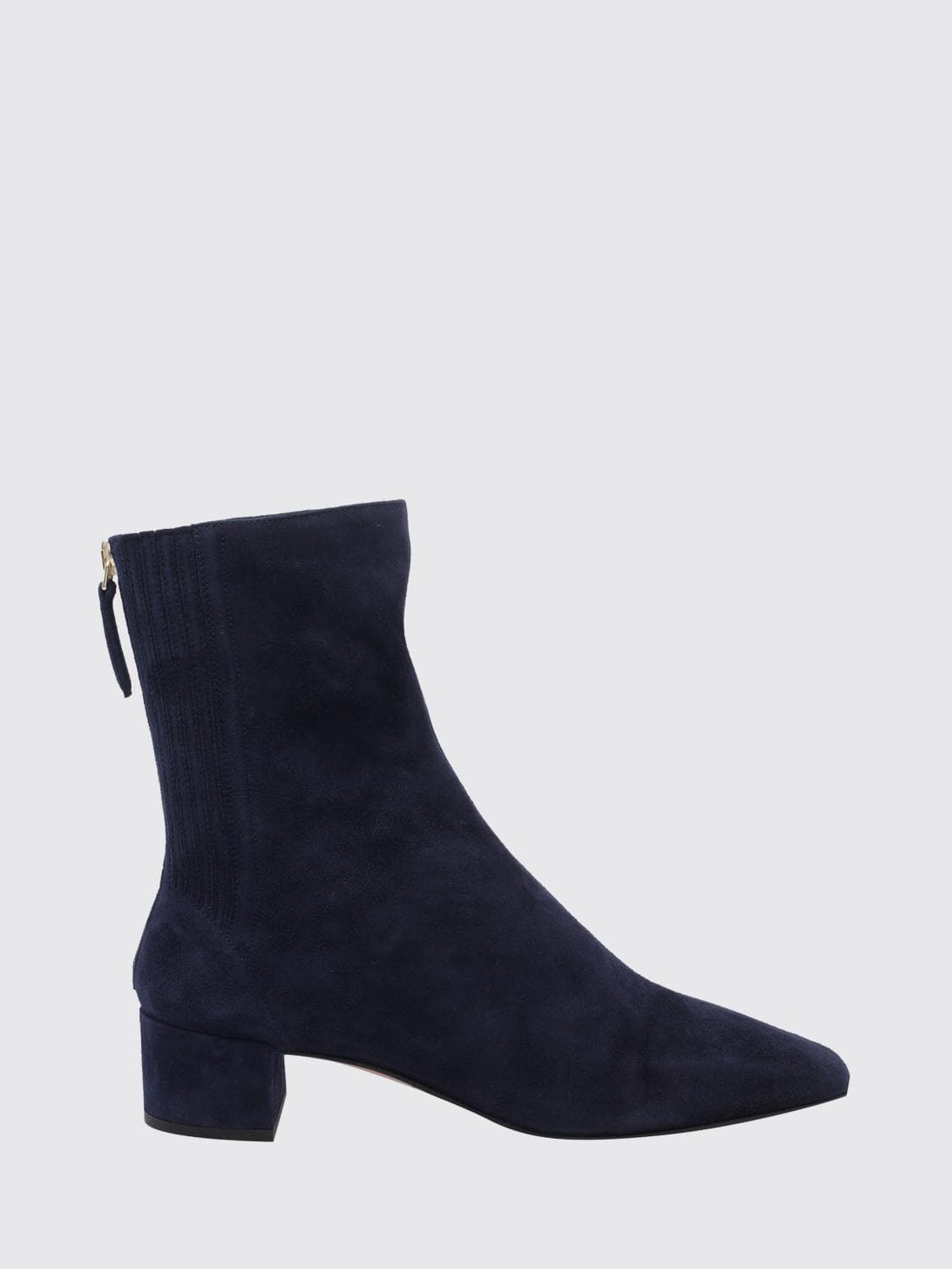 Aquazzura Saint Honorè Blue Suede Chelsea Boots with a Tapered Toe