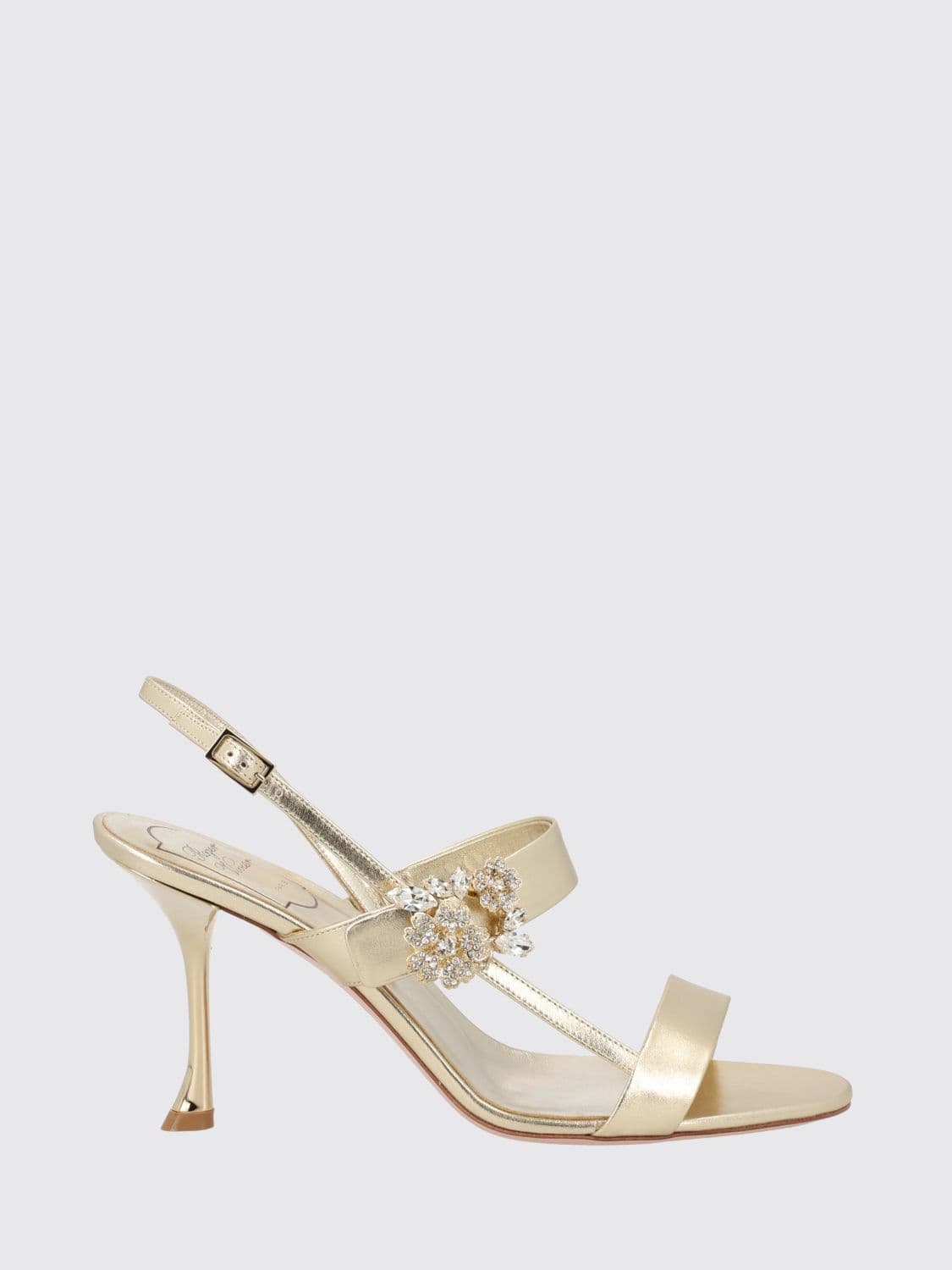 Roger Vivier Efflorescence Laminated Nappa Slingback Sandals with Jewel Buckle