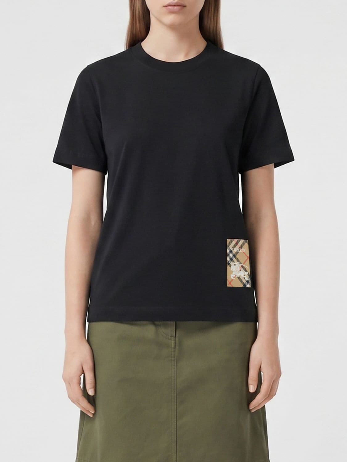 Burberry Cotton T-shirt with Contrasting Equestrian Knight Logo Print · M