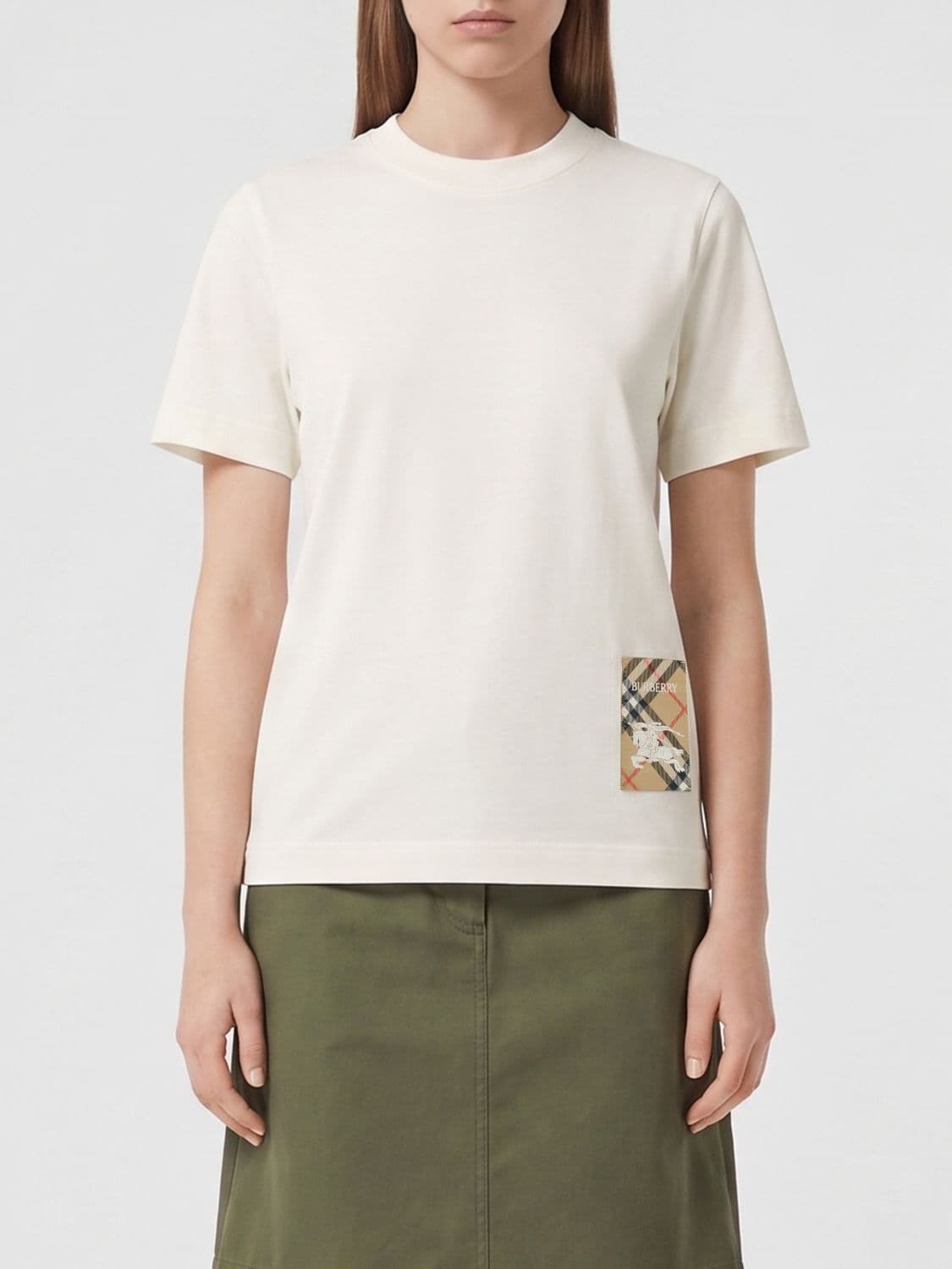 Burberry Cotton T-shirt with Contrasting Equestrian Knight Logo Print · S
