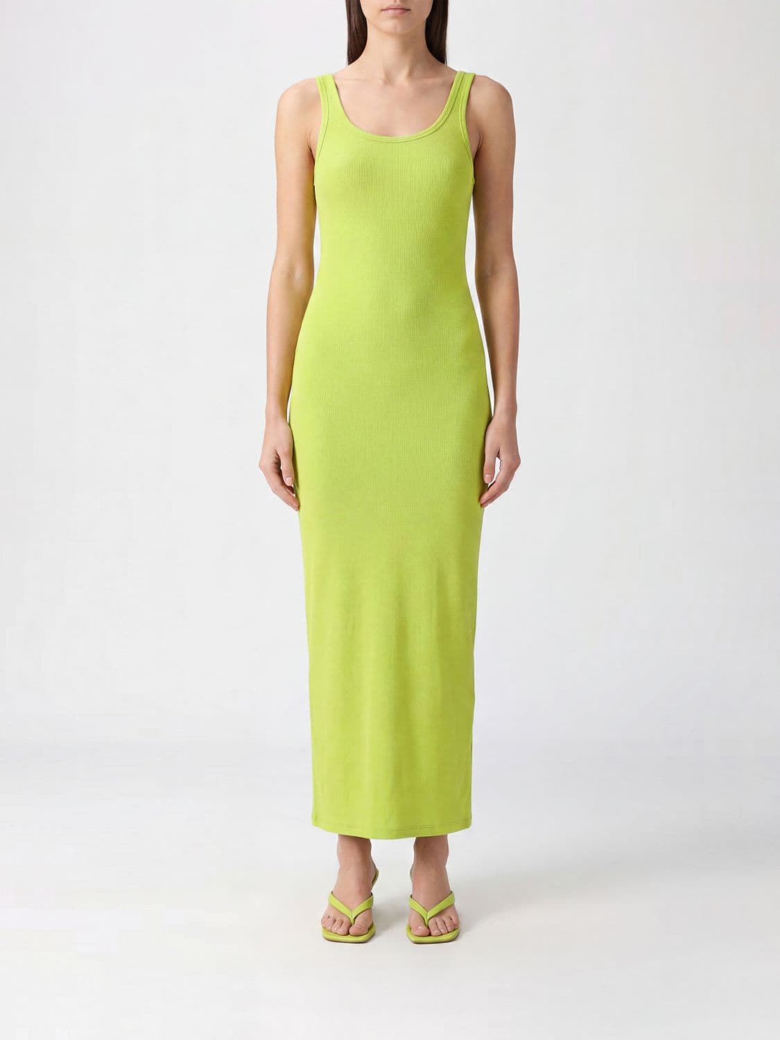 Msgm U-Neck Slim Fit Midi Sheath Dress in Viscose
