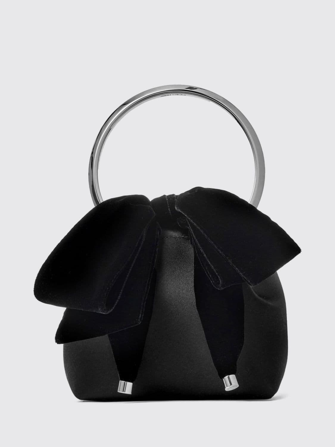 Jimmy Choo Bon Bon Mini Bag in Velvet with Metallic Handle and Bow Detail