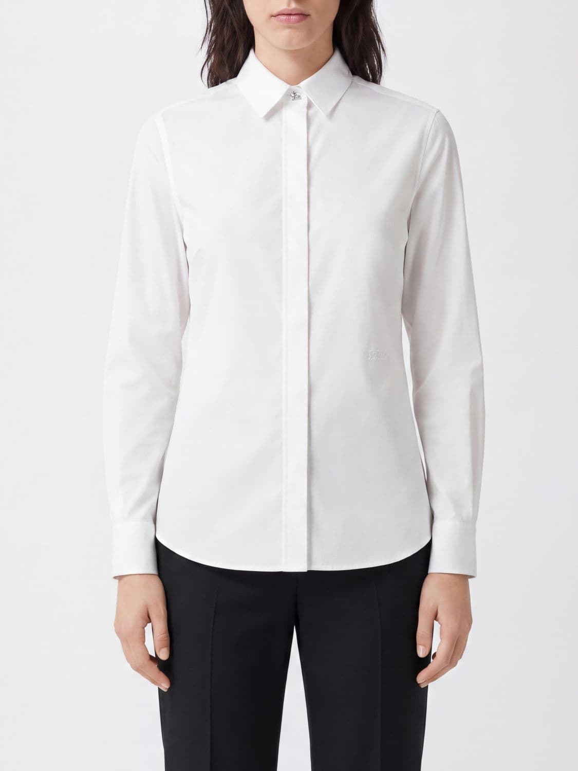Burberry Slim Fit Cotton Poplin Shirt with Concealed Placket