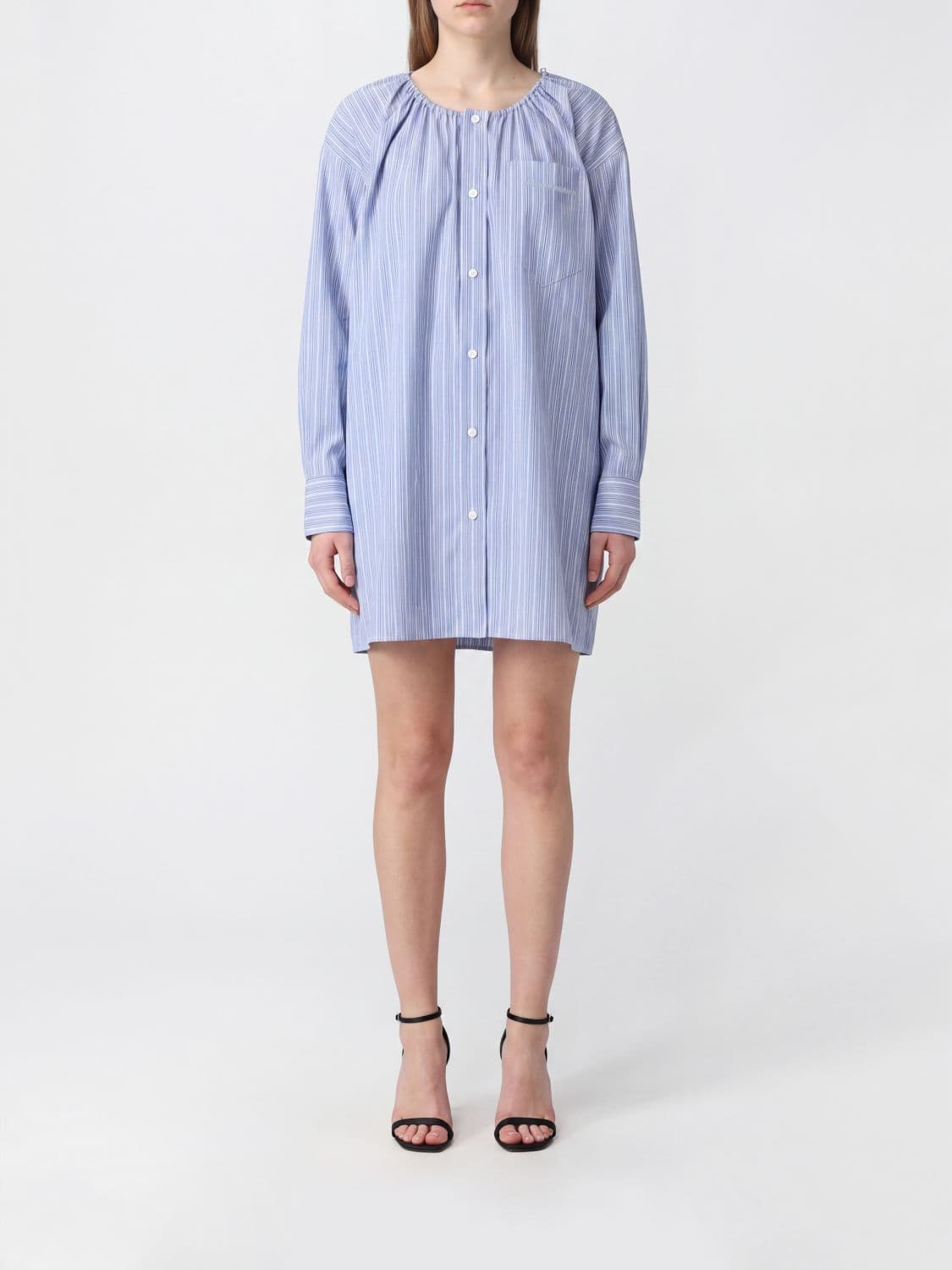 Alexander Wang Striped Cotton Poplin Mini Shirt Dress