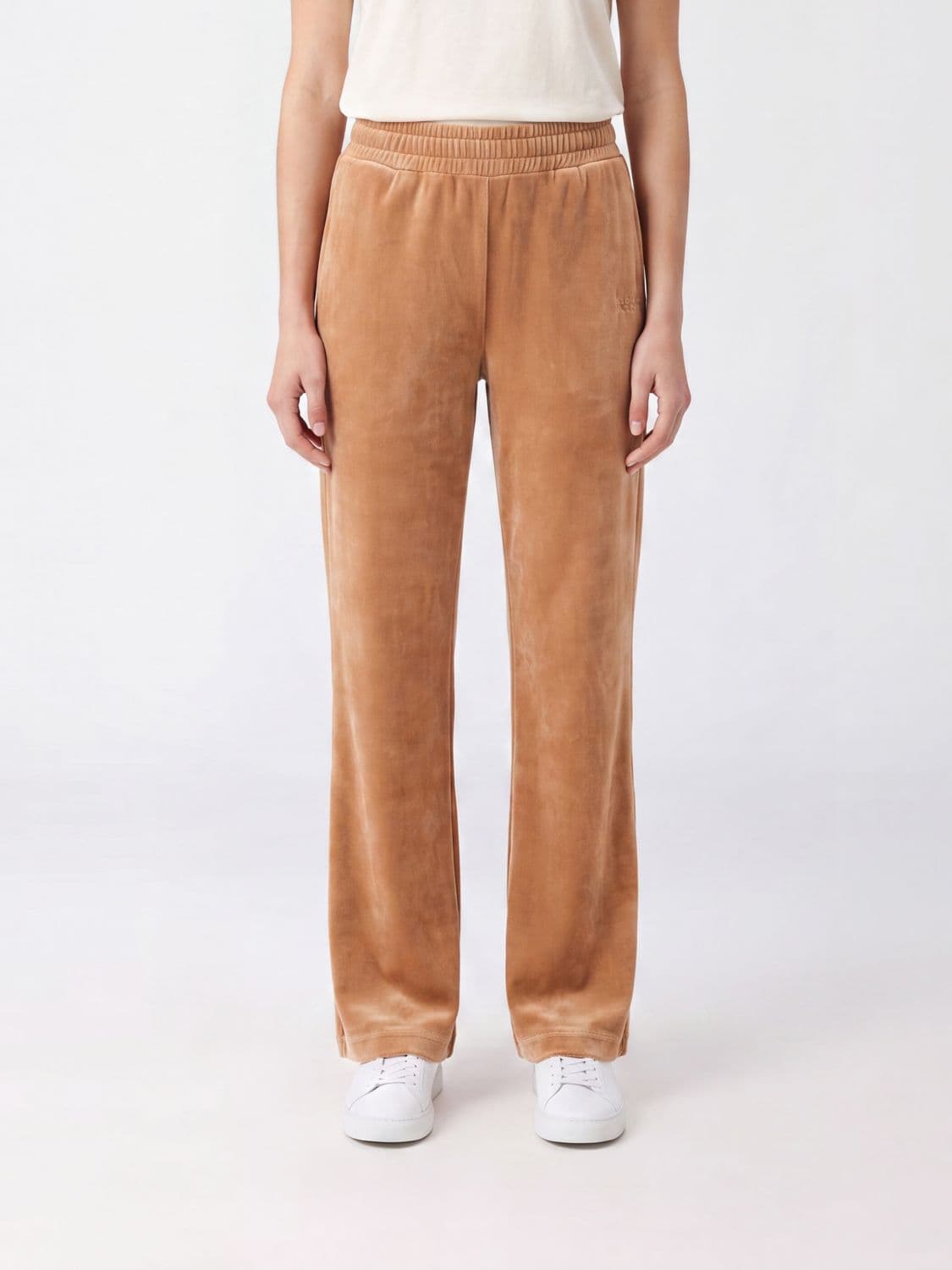 Chloé Wide-Leg Velvet Jogging Trousers with Embroidered Logo