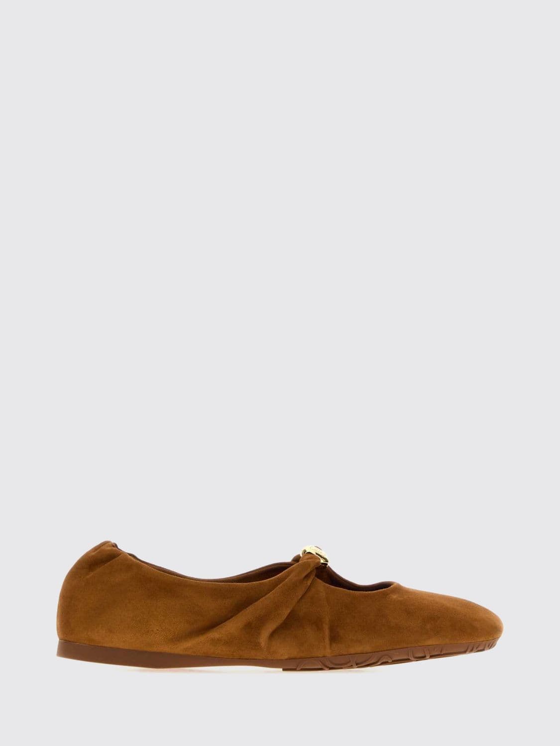Loewe Pebble Draped Suede Sheepskin Ballet Flats