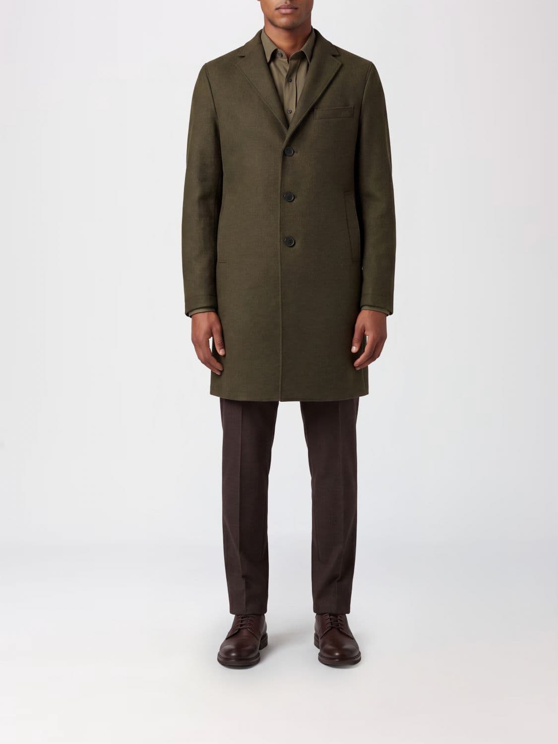 Harris Wharf London Single-Breasted Short Coat in 100% Virgin Wool with Lapels