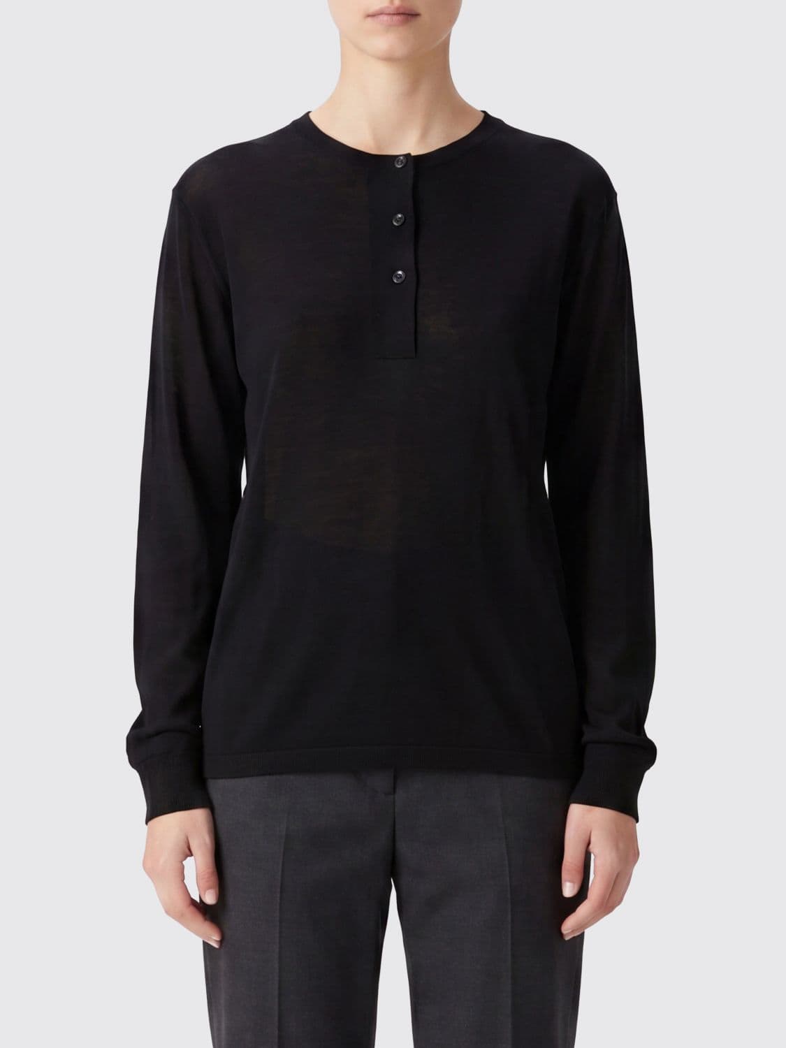 Studio Nicholson Long-Sleeved Crewneck T-shirt in Lyocell