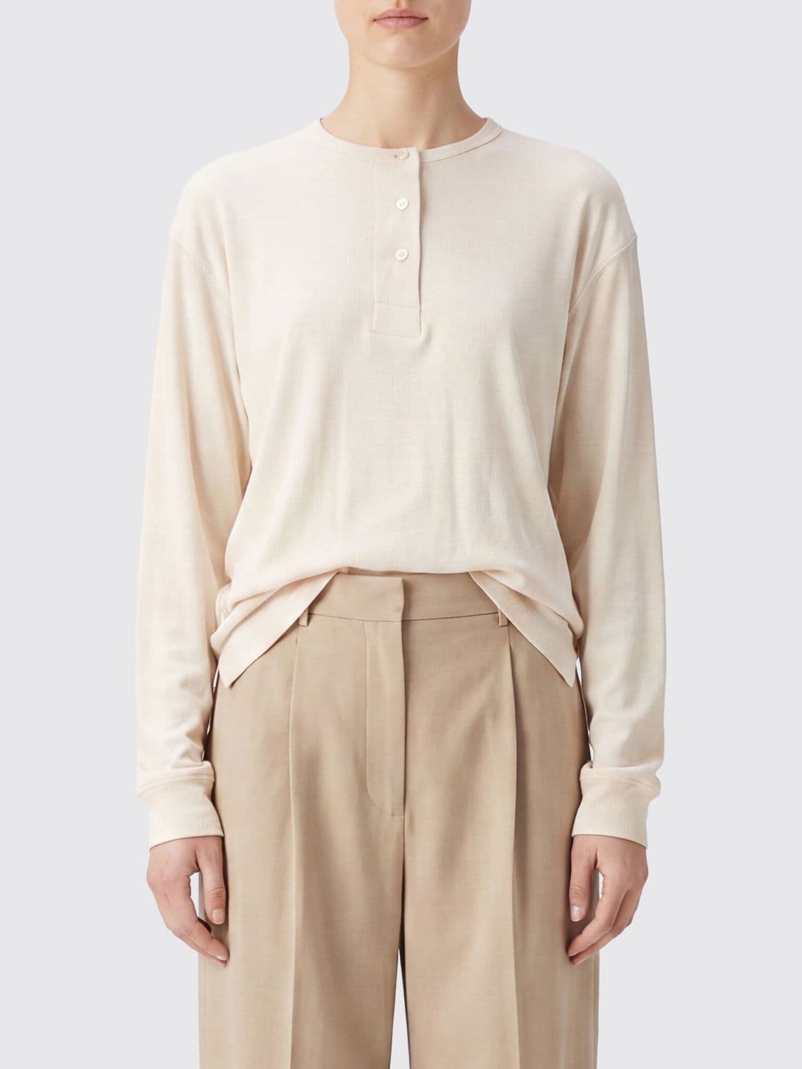 Studio Nicholson Long-Sleeved Crewneck T-shirt in Lyocell