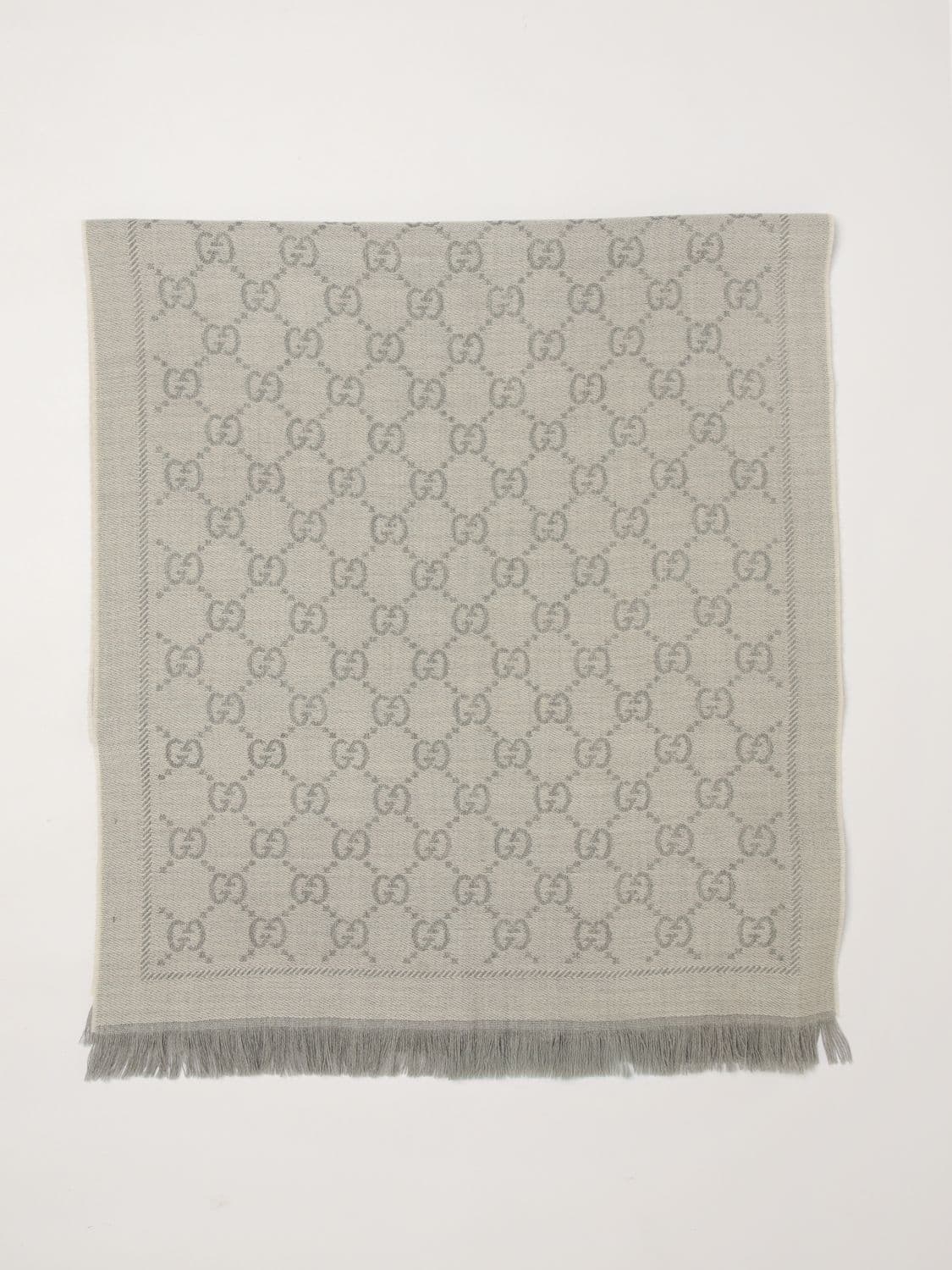Gucci GG Jacquard Wool Scarf with Fringed Edges · OS