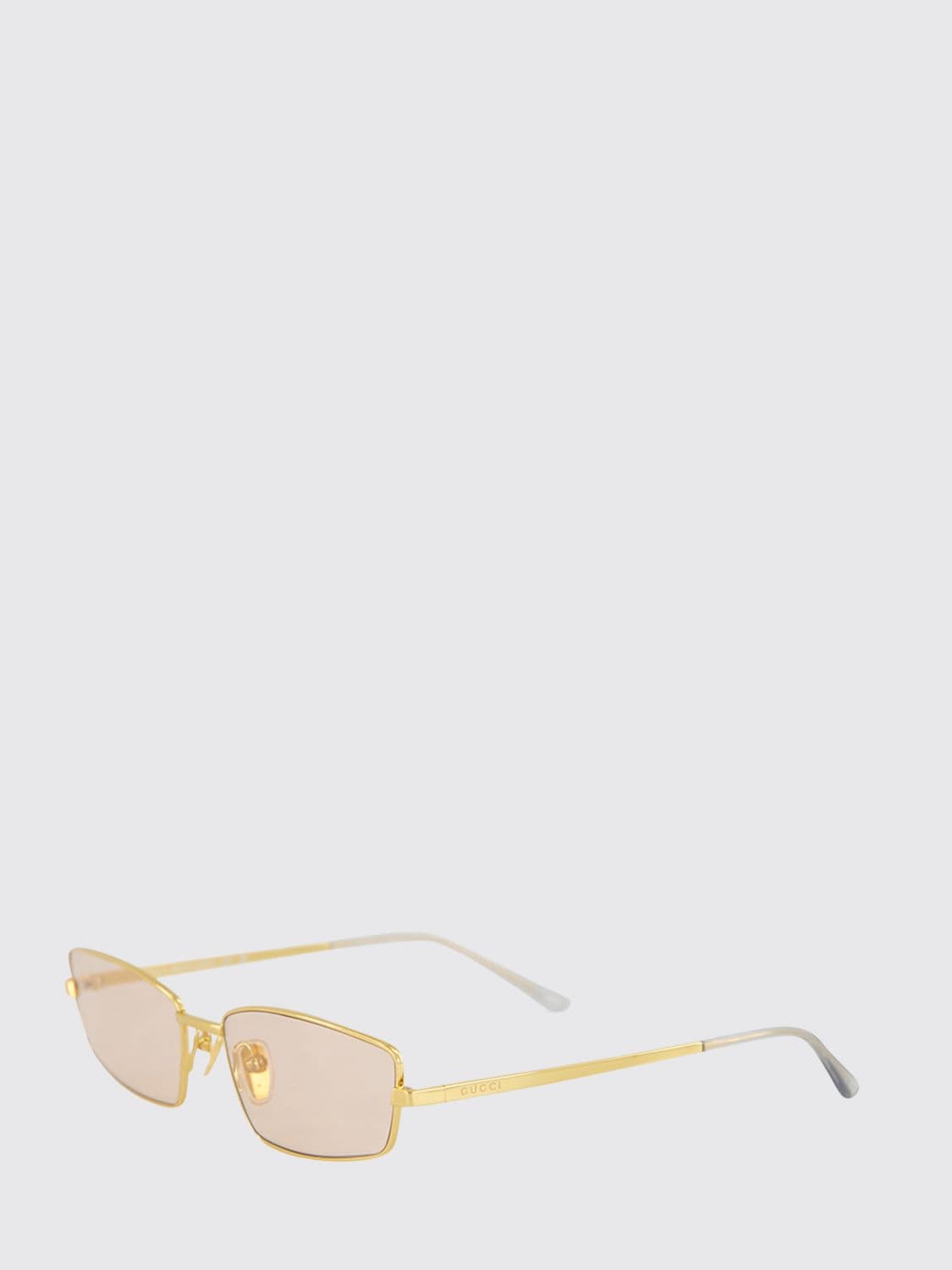 Gucci Engraved-Logo Rectangular Metal Sunglasses