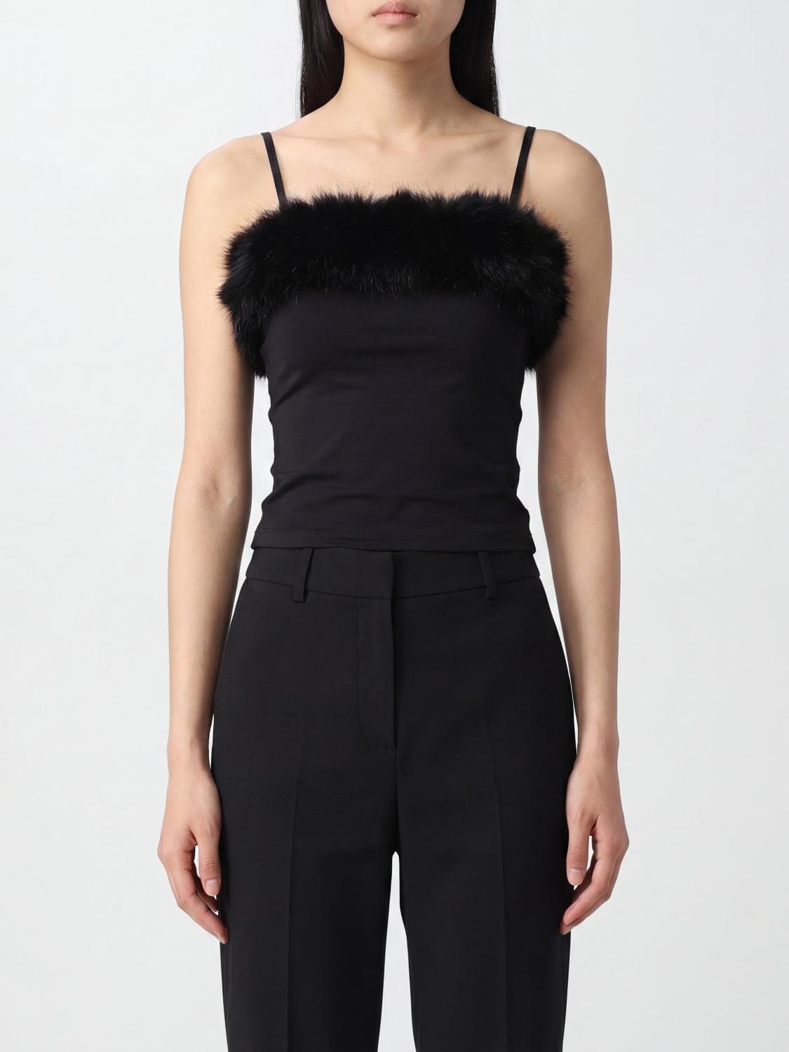 Balenciaga Slim Fit Evening Top in Crêpe with Square Neckline and Off-Shoulder Design
