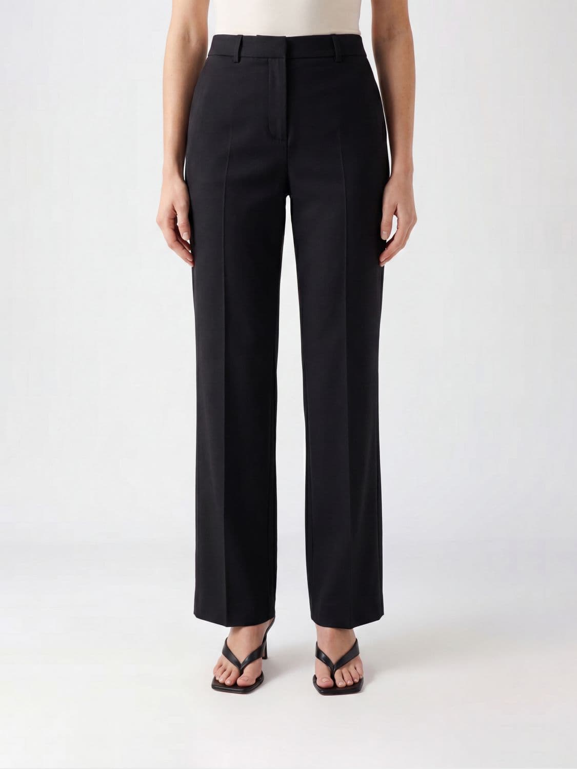 Moschino Couture Low-Waisted Straight Wool Trousers with Pleats