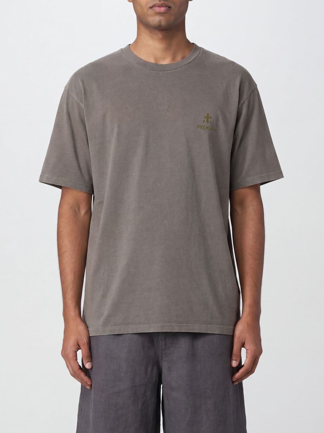 Premiata Crew Neck T-Shirt in Pure Cotton with Contrasting Embroidered Logo