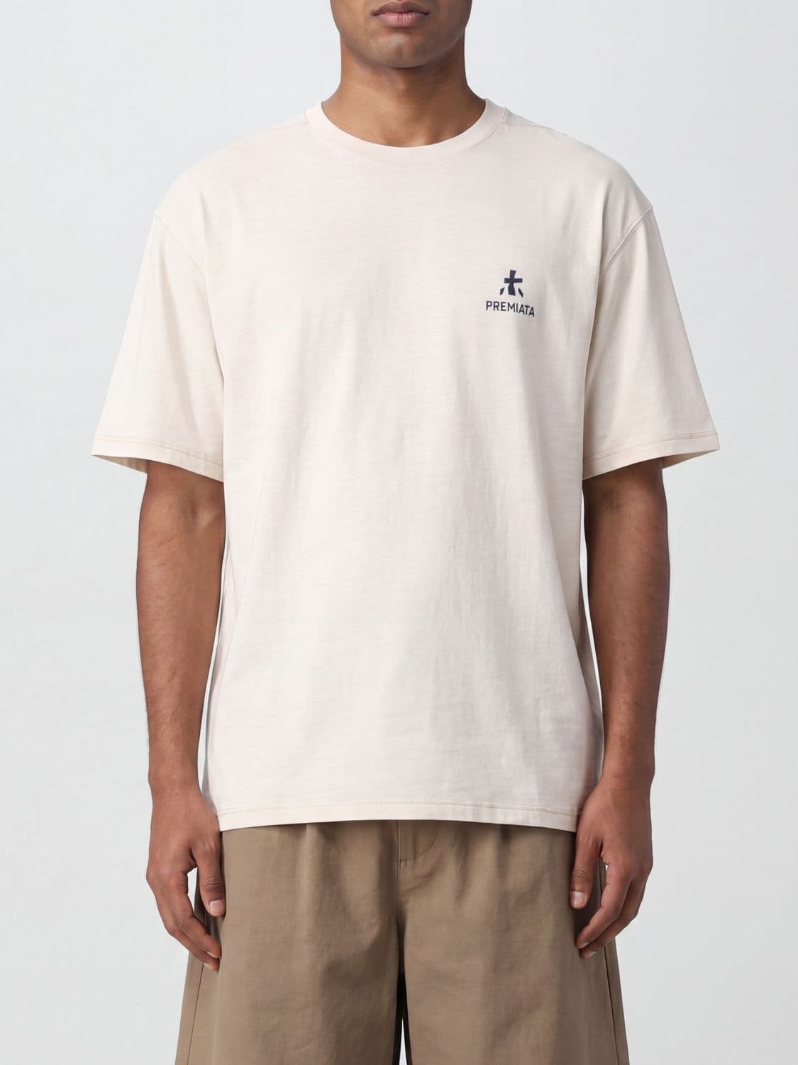 Premiata Crew Neck T-Shirt in Pure Cotton with Contrasting Embroidered Logo
